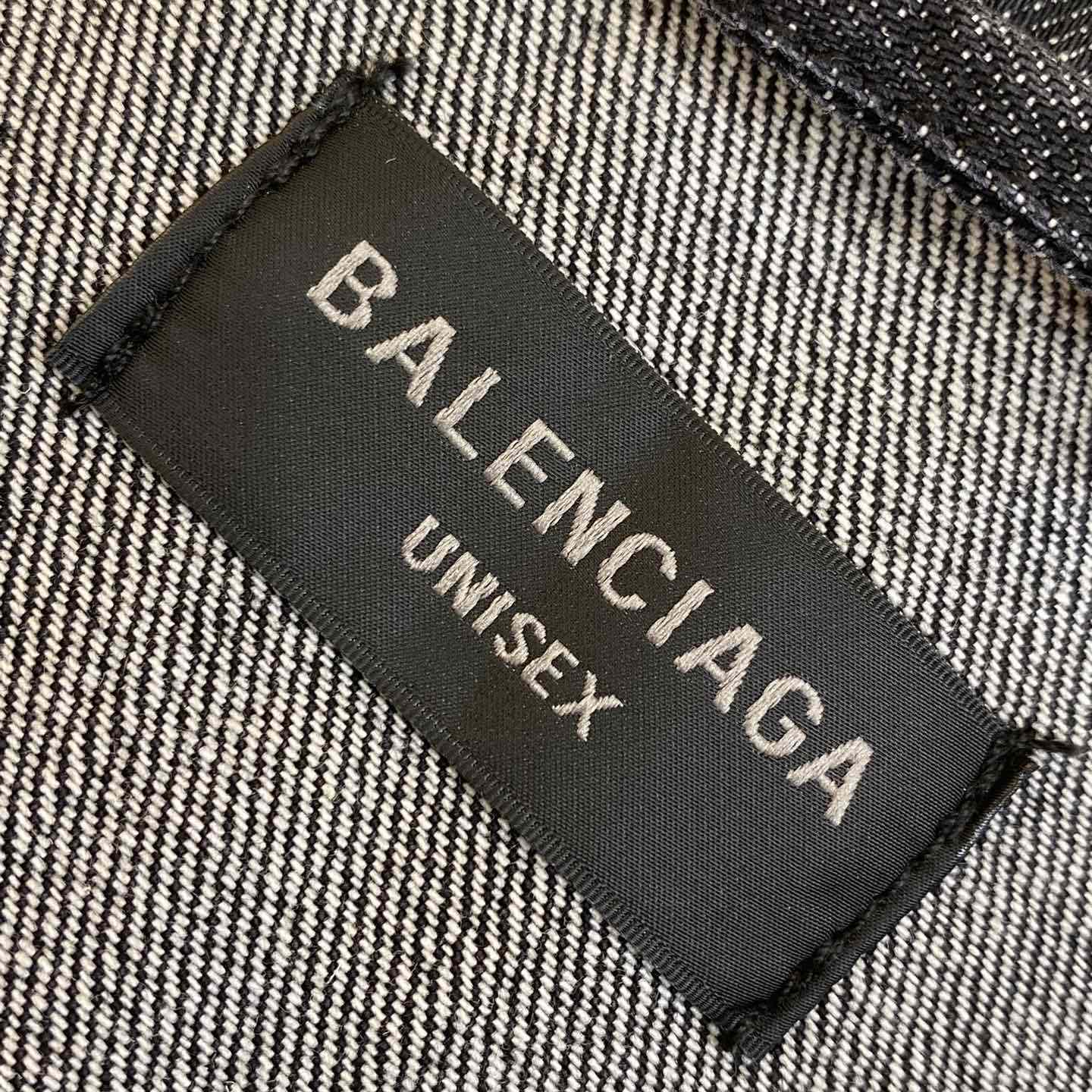 Balenciaga Logo Rhinestone Embellished Denim Jacket - DesignerGu