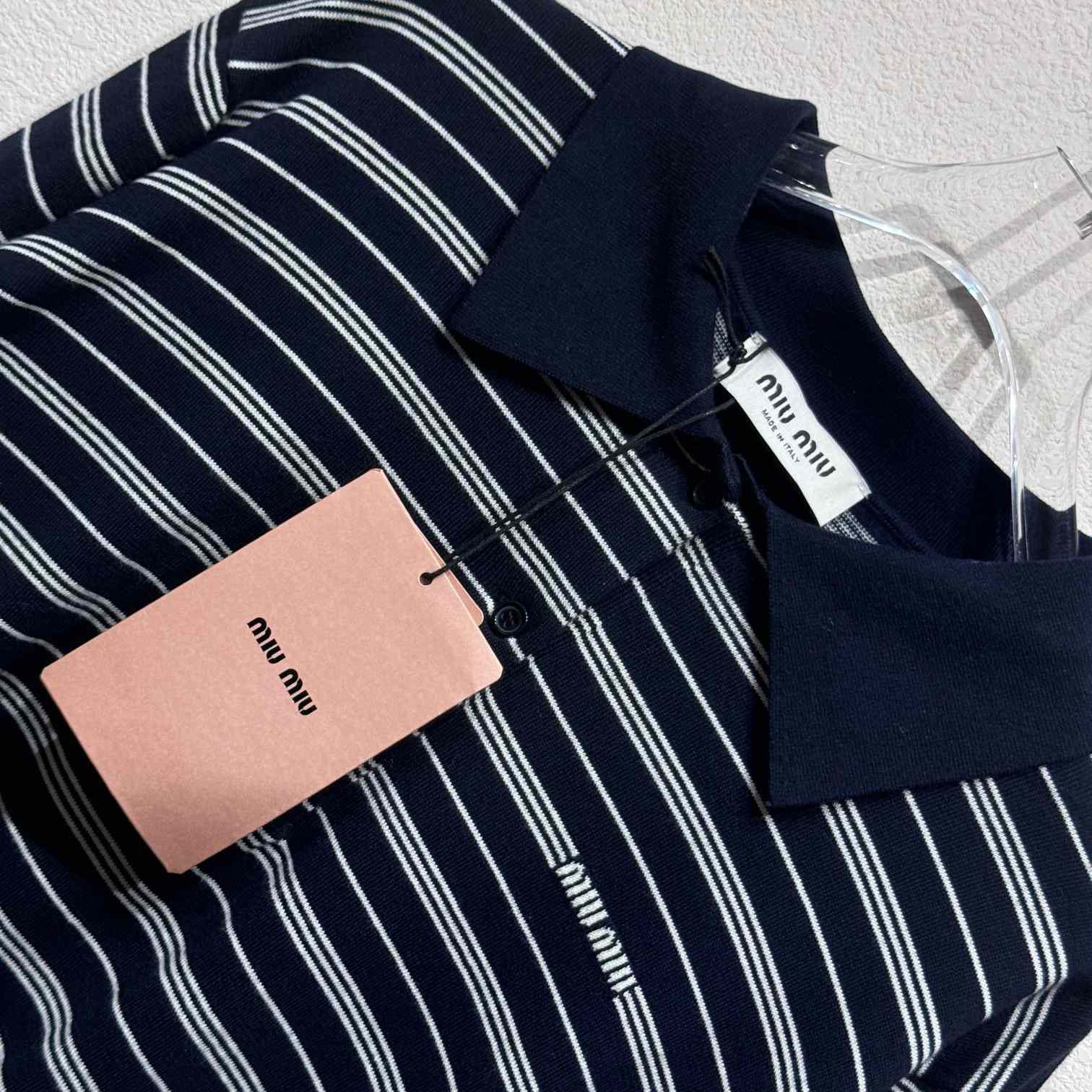 Miu Miu Logo-print Striped Polo Shirt - DesignerGu