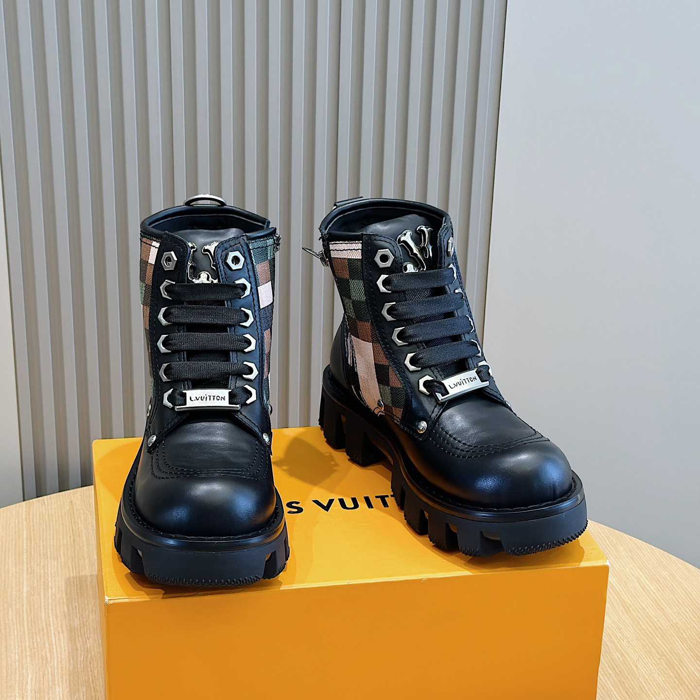 Louis Vuitton LV Checker Combat Boot   1ACNEX - DesignerGu