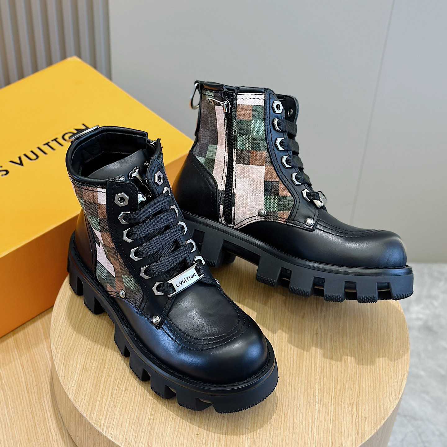 Louis Vuitton LV Checker Combat Boot   1ACNEX - DesignerGu