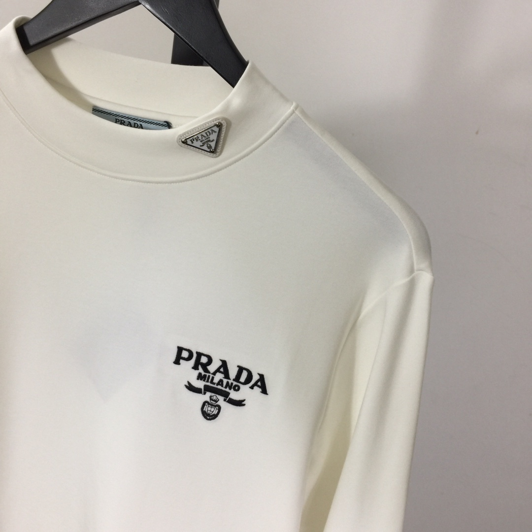 Prada Long-sleeved Cotton T-shirt - DesignerGu