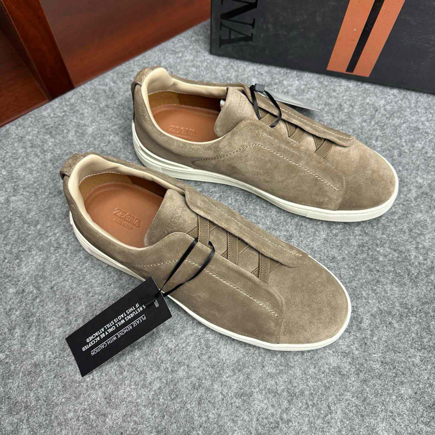 Zegna Suede Triple Stitch™ Sneakers - DesignerGu