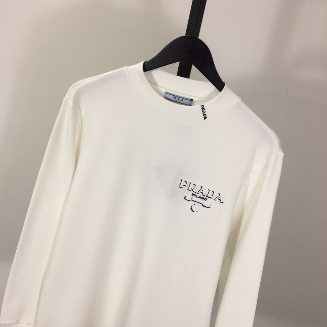 Prada Long-sleeved Cotton T-shirt - DesignerGu