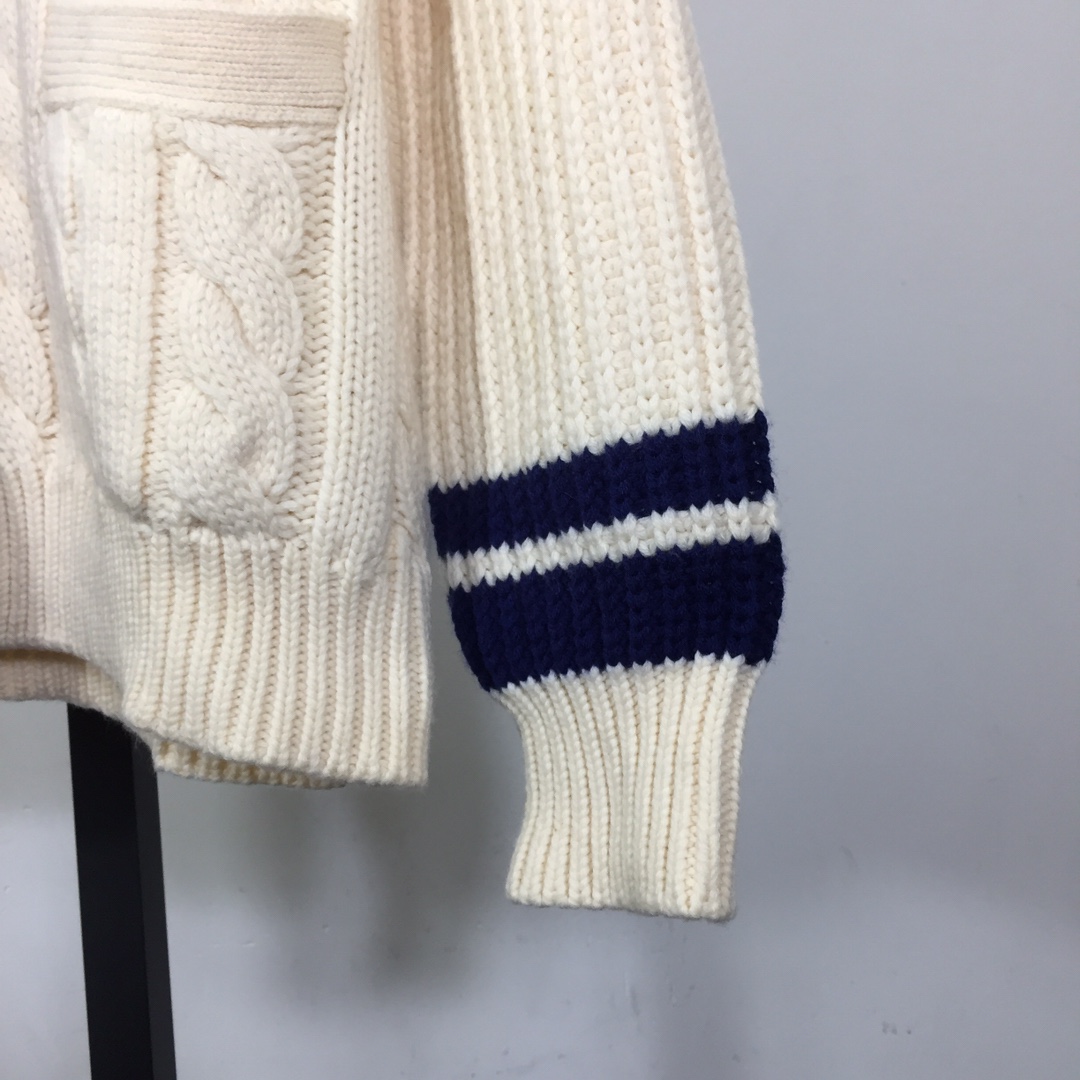 Gucci Cable Wool Knit Cardigan With Web - DesignerGu