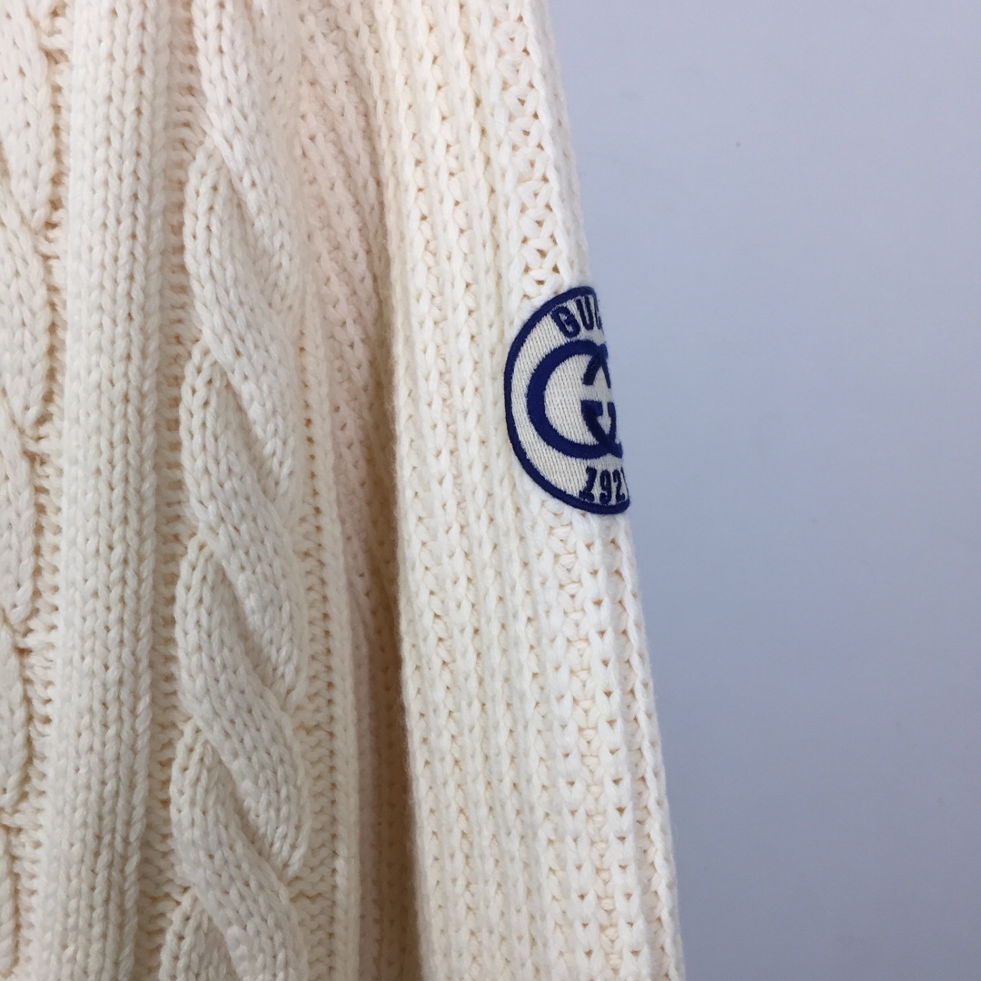 Gucci Cable Wool Knit Cardigan With Web - DesignerGu