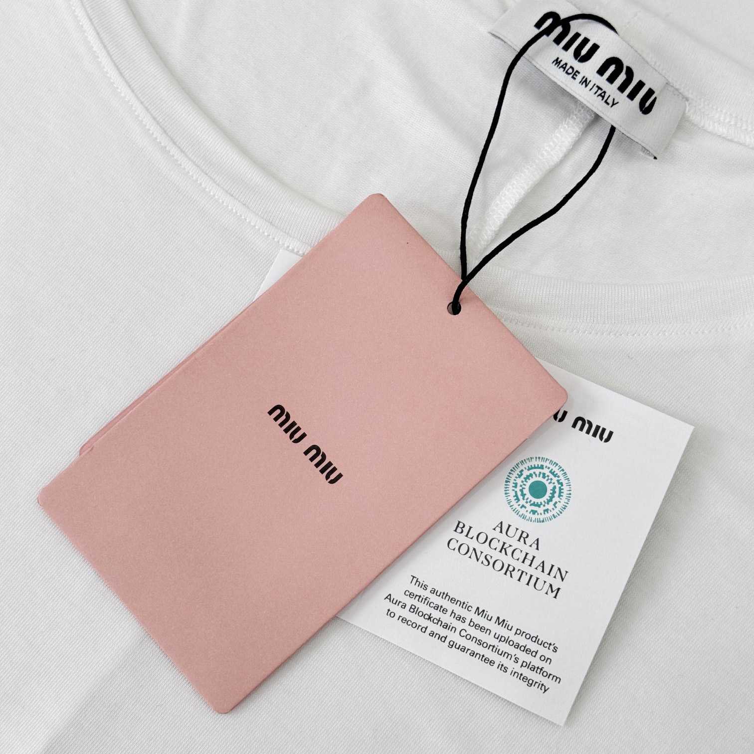 Miu Miu White Long Sleeve T-shirt - DesignerGu