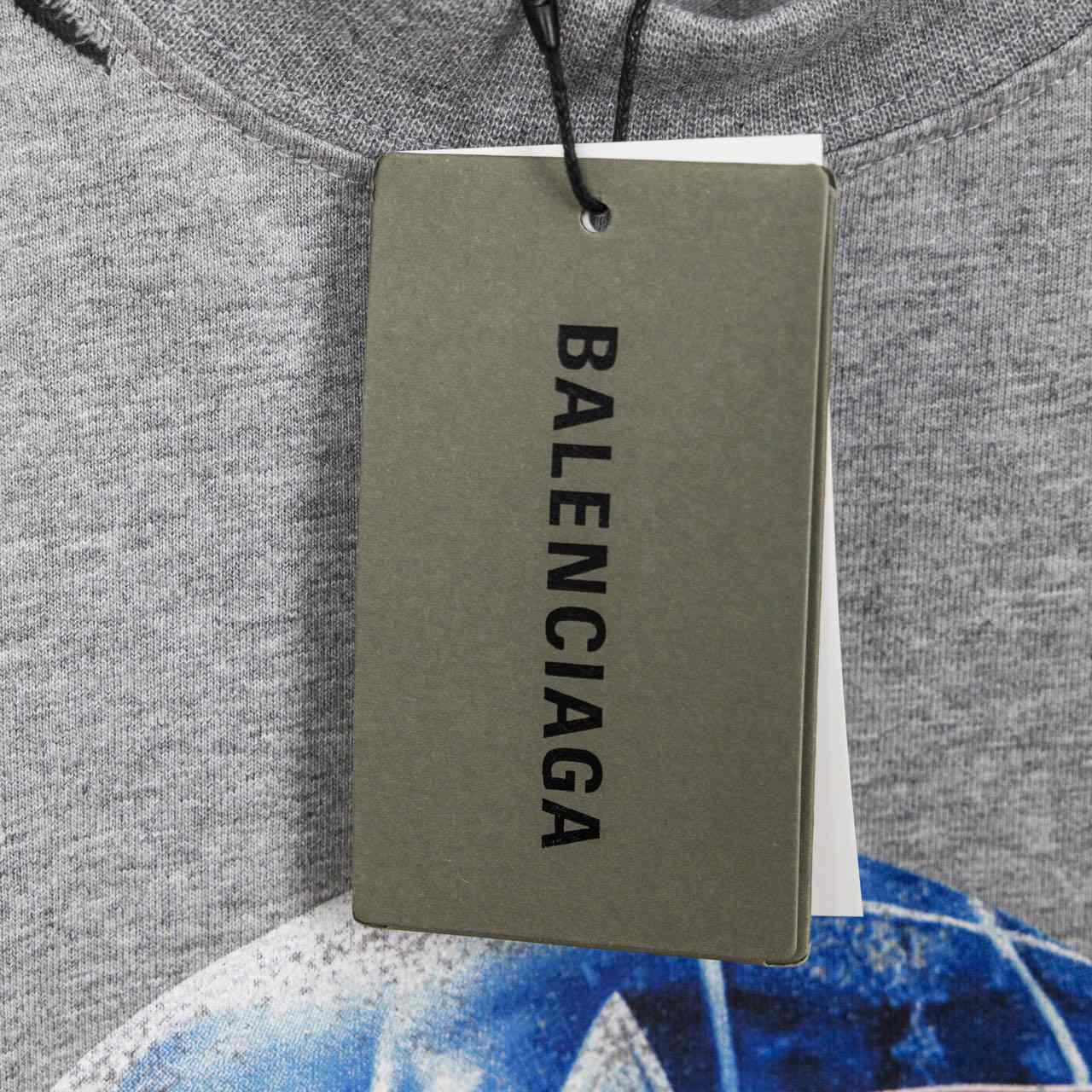 Balenciaga Planet Earth T-Shirt Oversized In Heather Grey  - DesignerGu