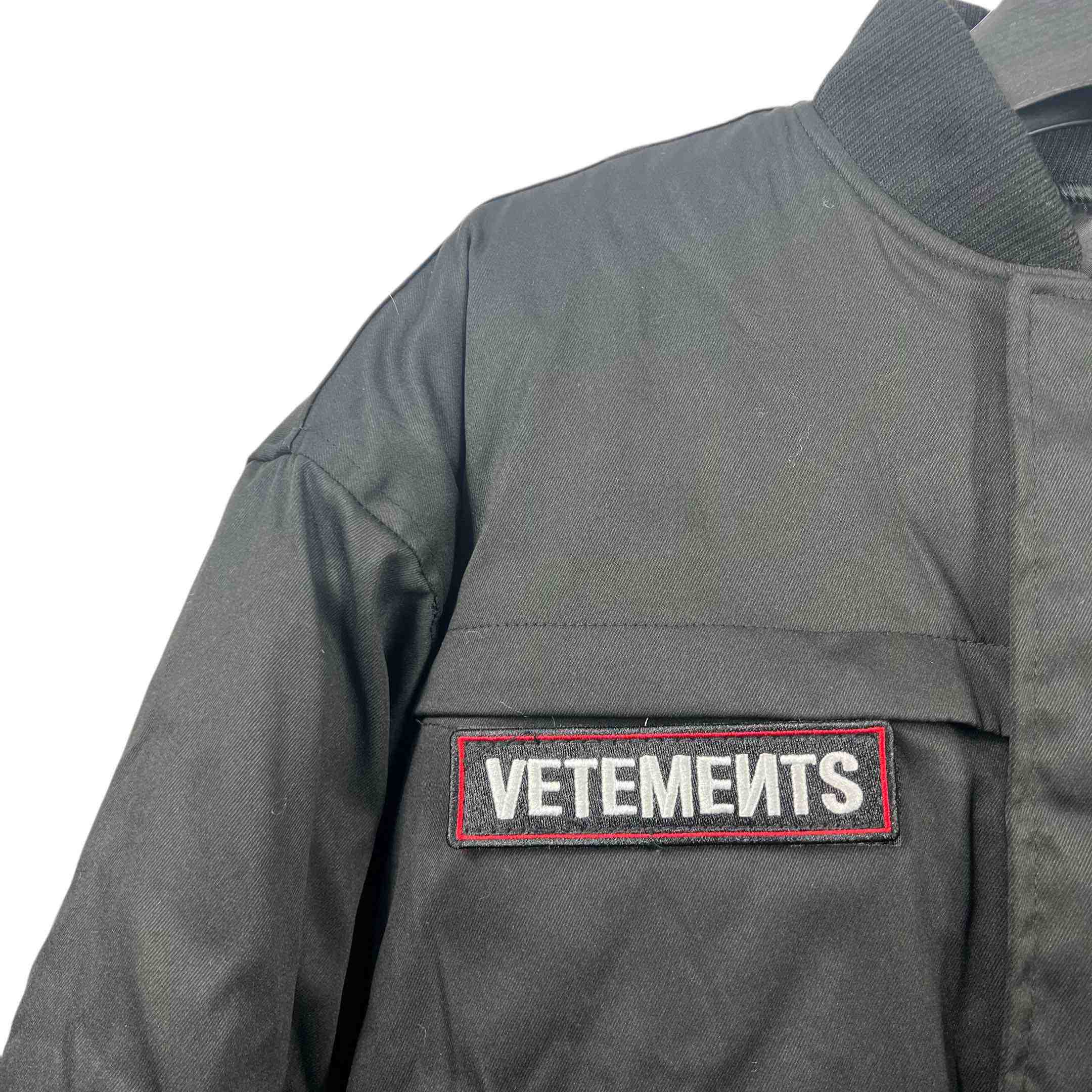 Vetements Black Cotton Patchwork Bomber Jacket - DesignerGu