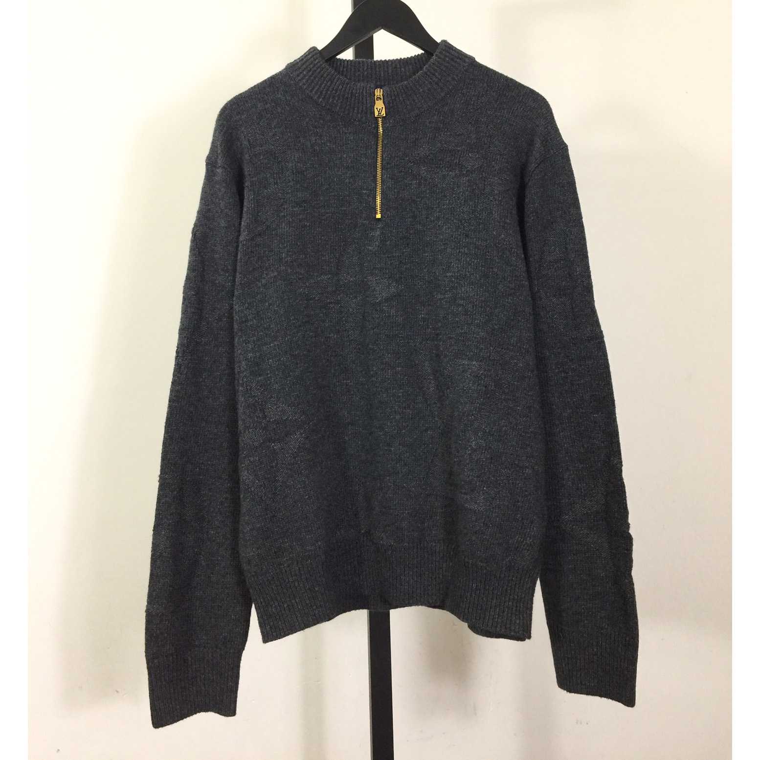 Louis Vuitton Monogram Jacquard Wool Half Zip Pullover   1AFXY6 - DesignerGu