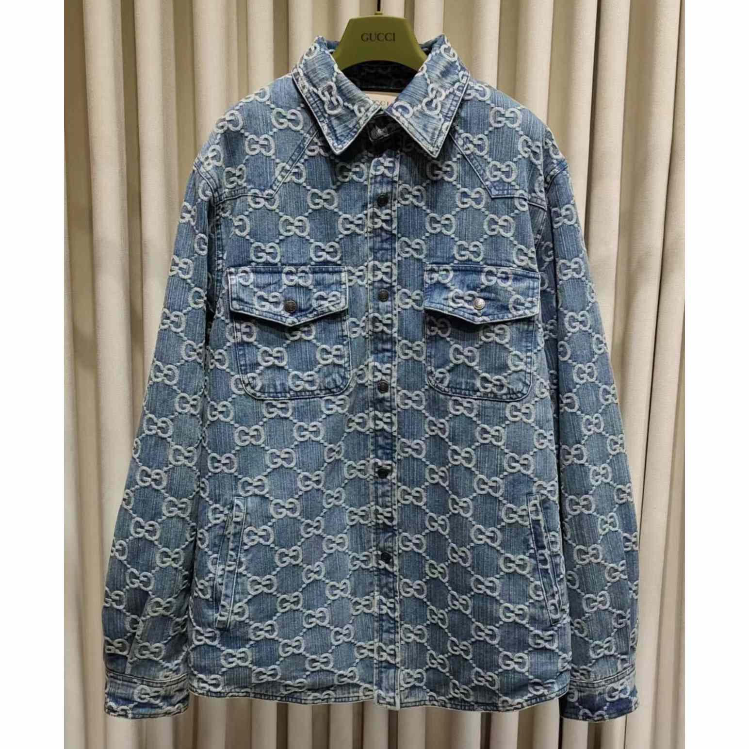 Gucci GG Jacquard Denim Shirt - DesignerGu