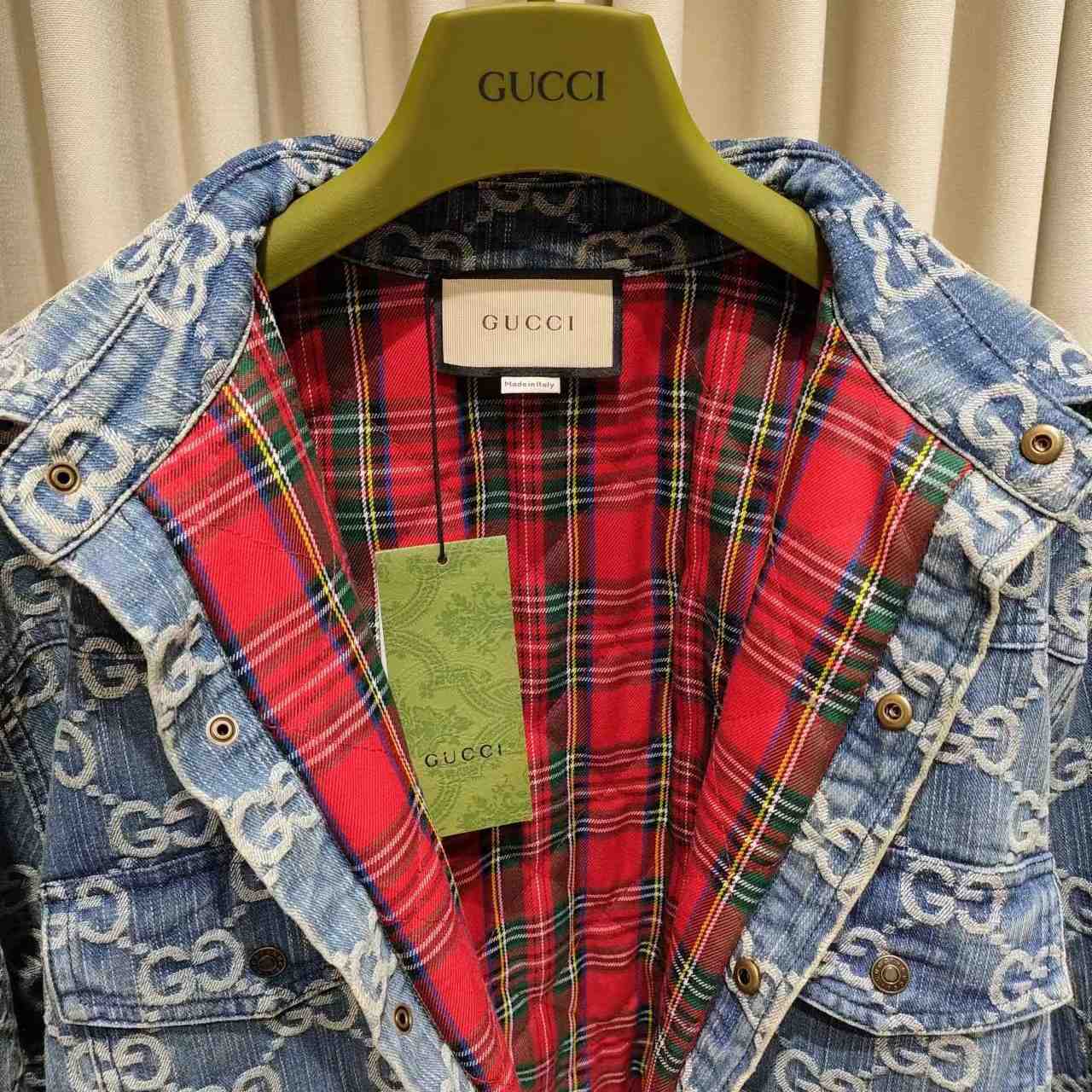 Gucci GG Jacquard Denim Shirt - DesignerGu