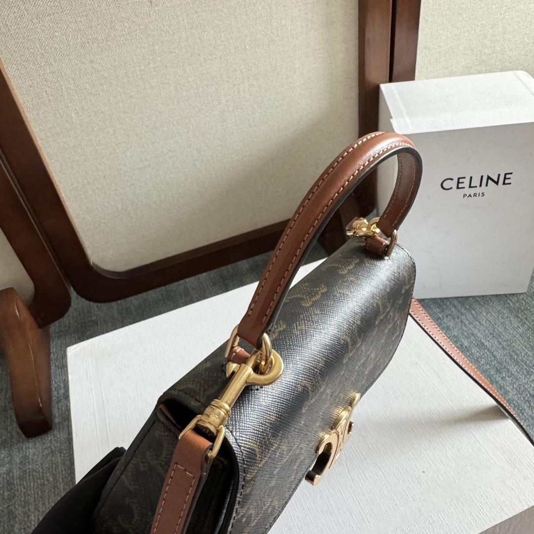 Celine Teen Celine Lola In Triomphe Canvas And Clafskin  - DesignerGu