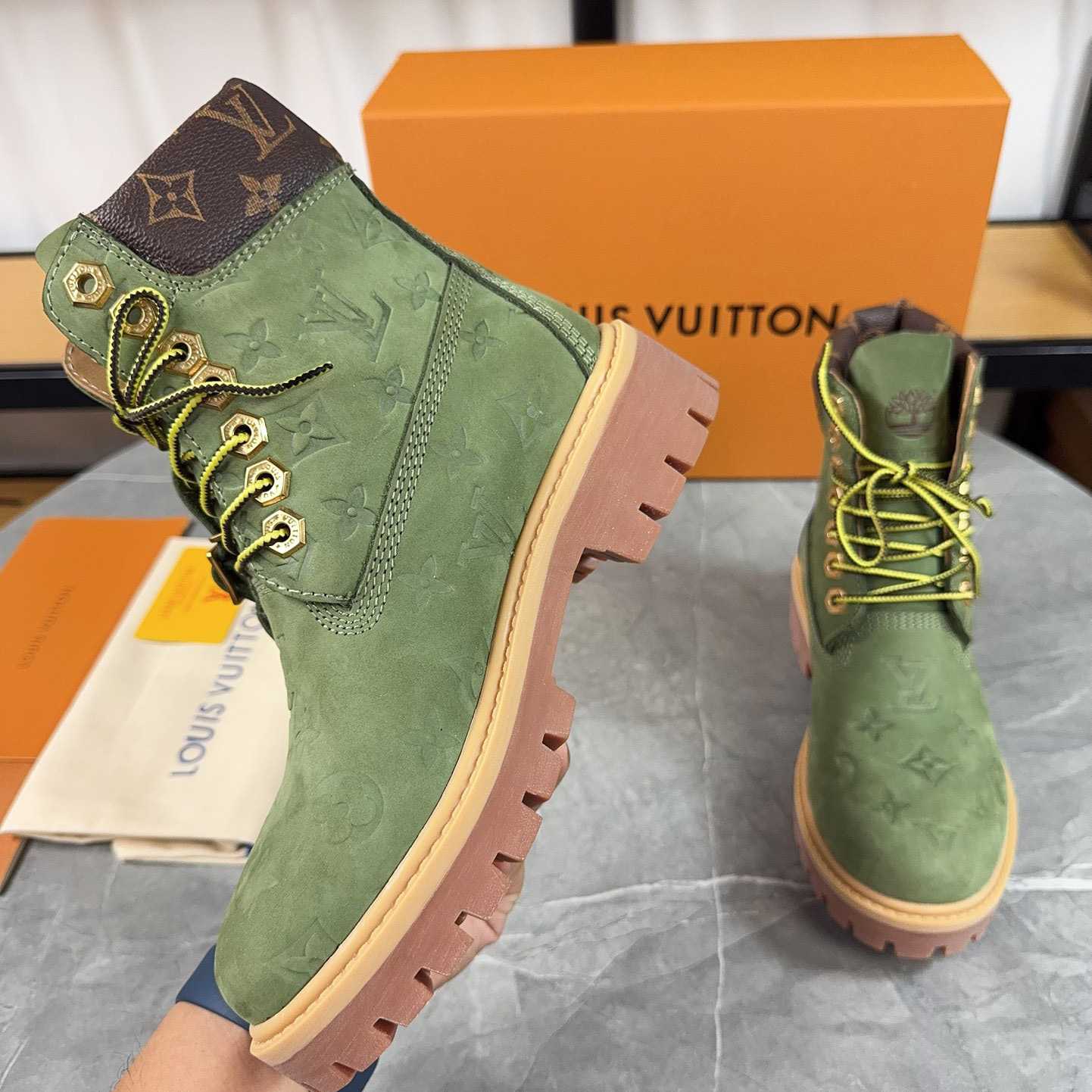 Louis Vuitton x Timberland Monogram Ankle Boot - DesignerGu