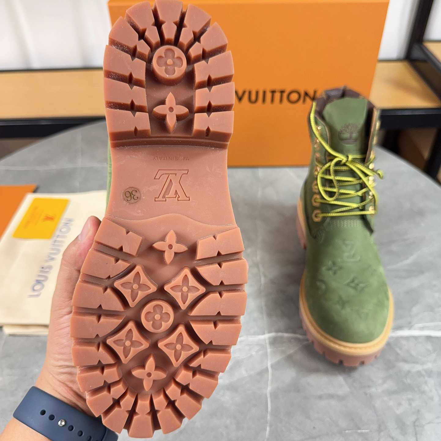 Louis Vuitton x Timberland Monogram Ankle Boot - DesignerGu