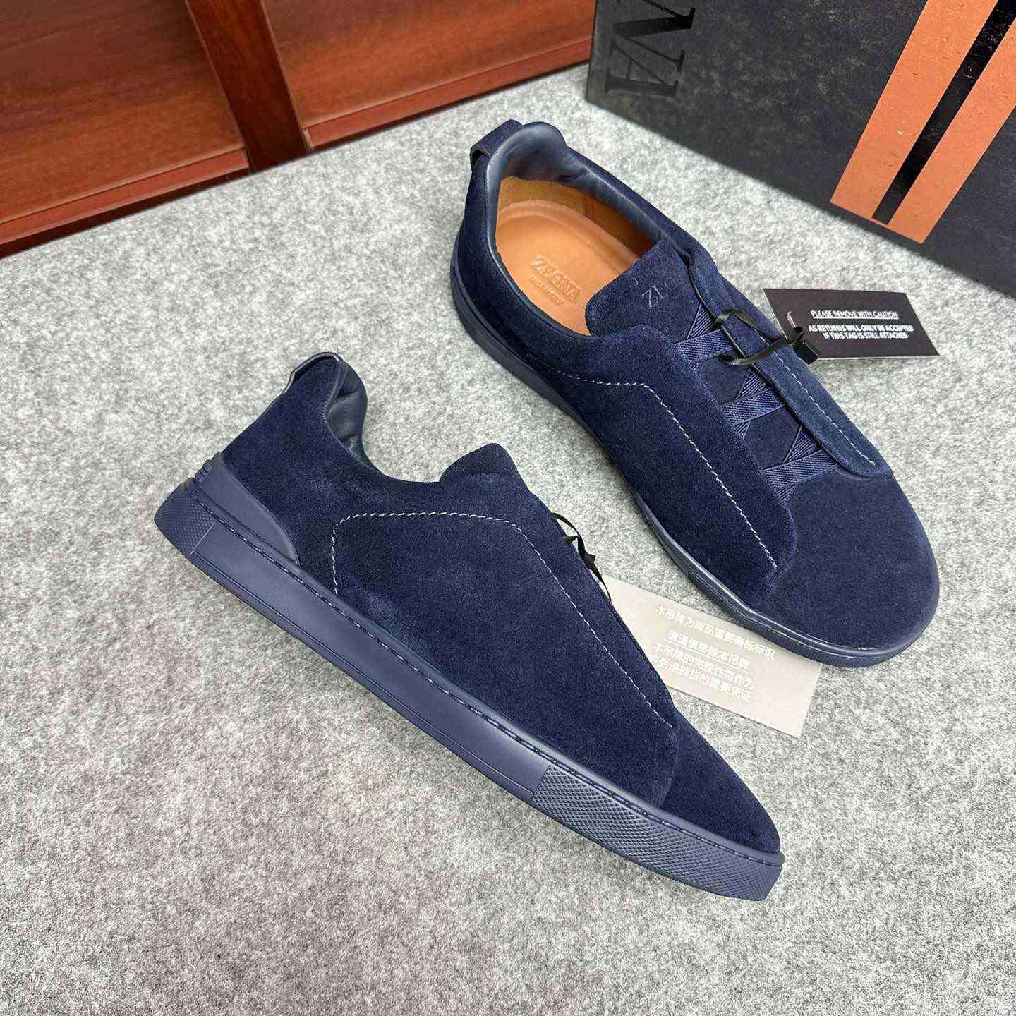 Zegna Suede Triple Stitch™ Sneakers - DesignerGu