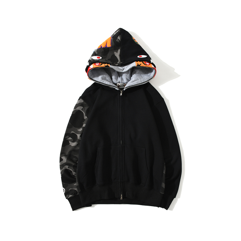 Bape Color Camo Tiger Shark Full Zip Double Hoodie - DesignerGu