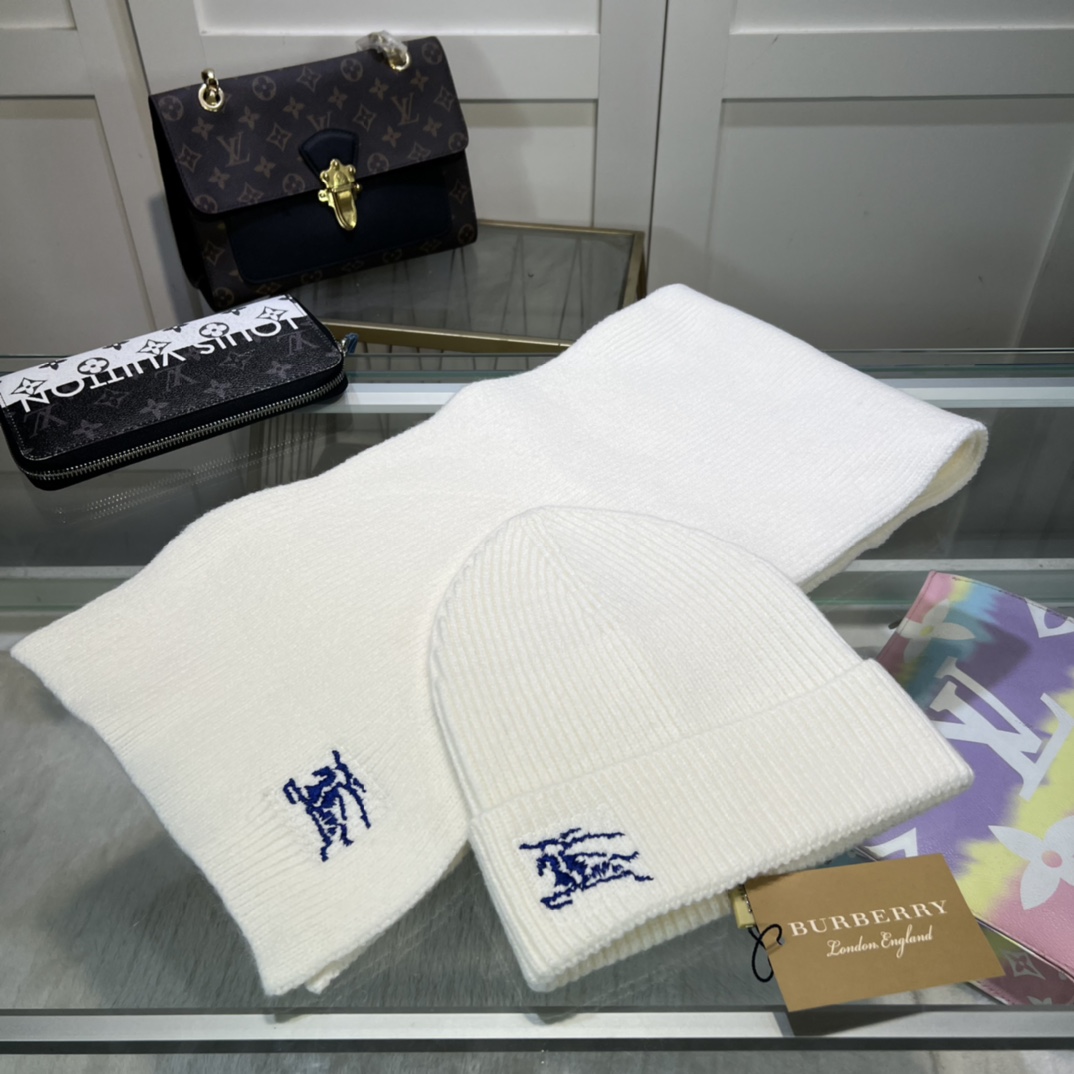 Burberry KD-embroidered Ribbed-knit Scarf & Beanie - DesignerGu