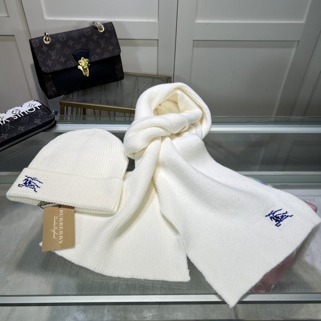 Burberry KD-embroidered Ribbed-knit Scarf & Beanie - DesignerGu