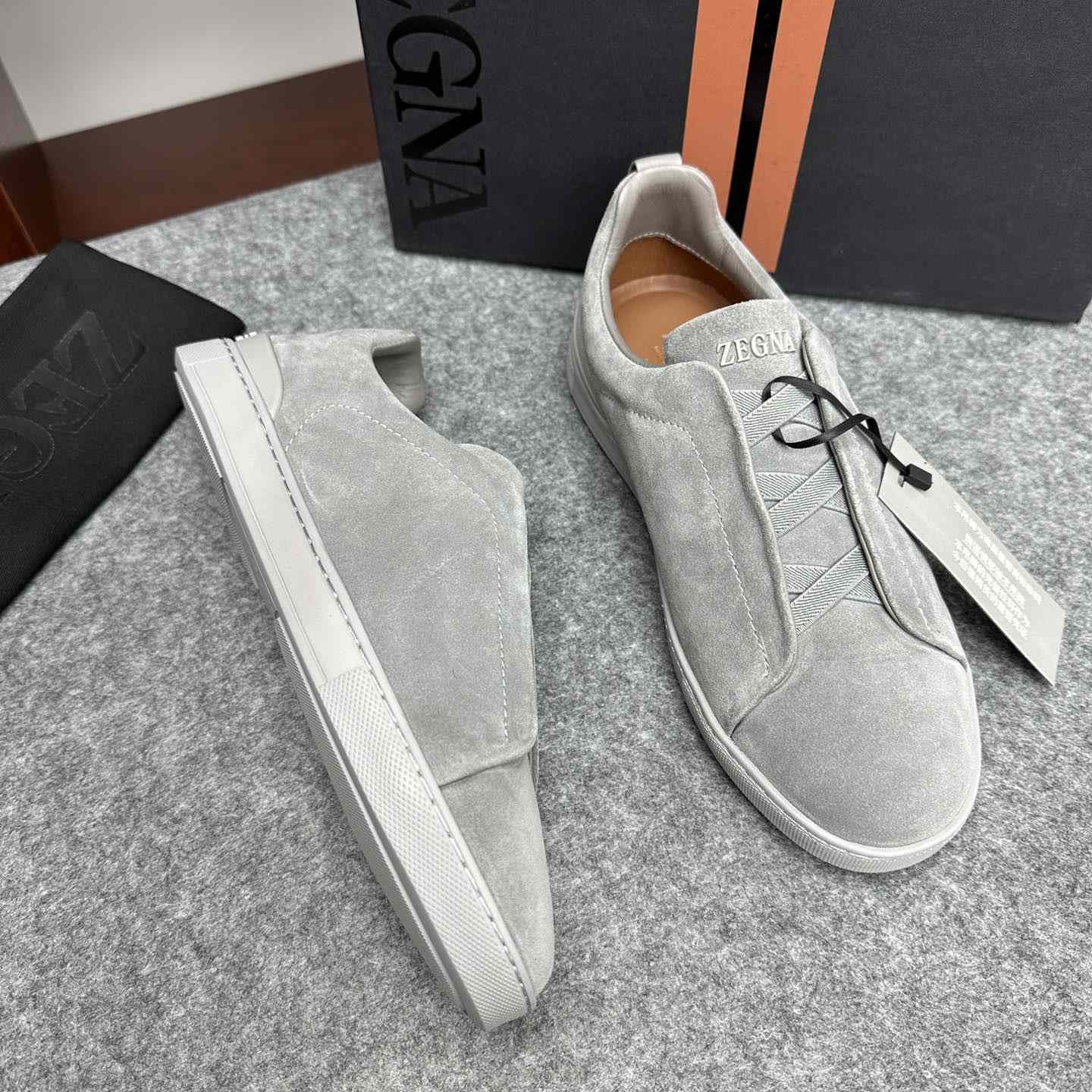 Zegna Suede Triple Stitch™ Sneakers - DesignerGu