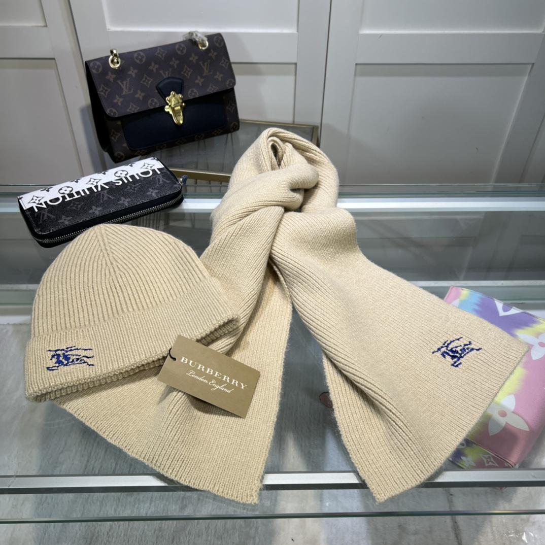 Burberry KD-embroidered Ribbed-knit Scarf & Beanie - DesignerGu