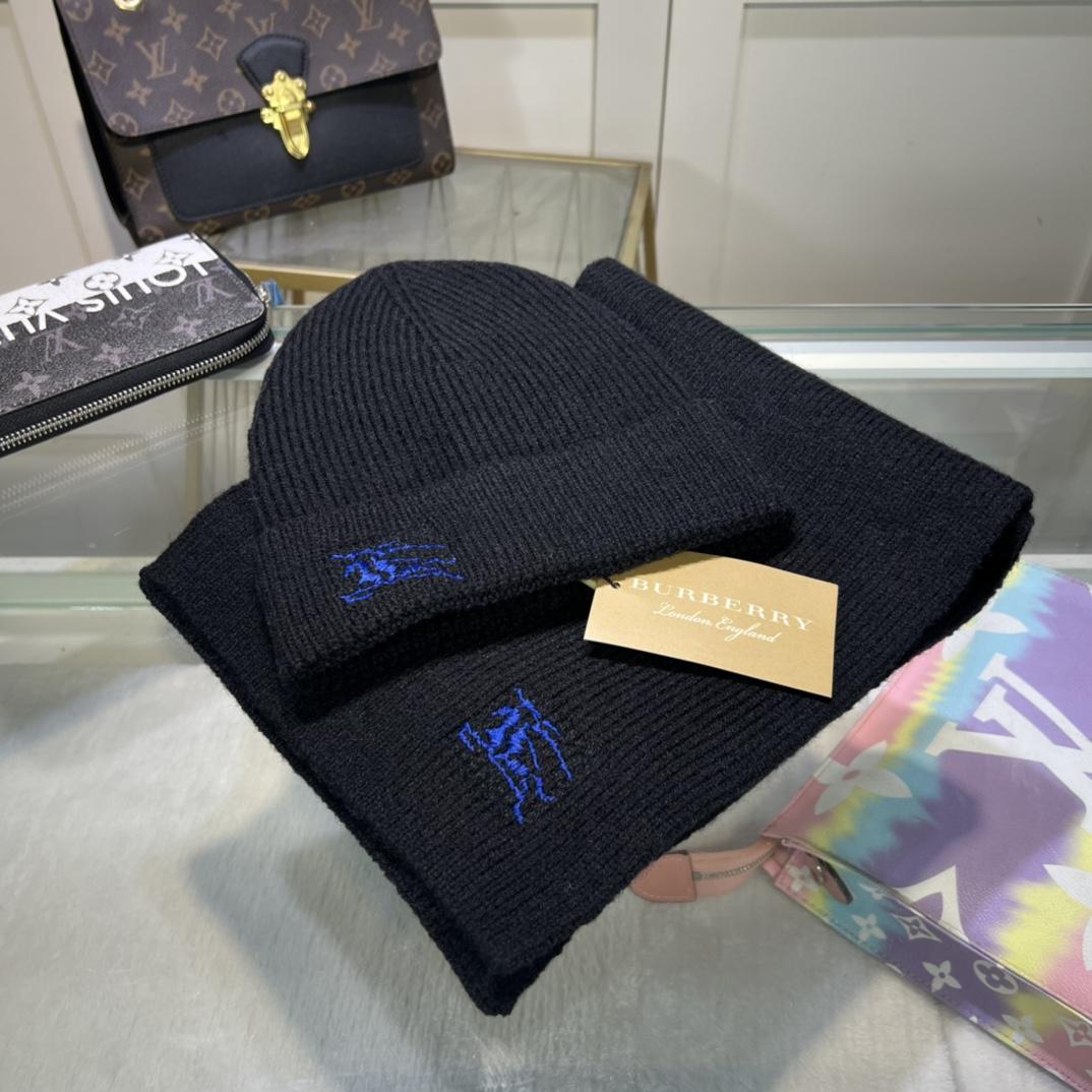 Burberry KD-embroidered Ribbed-knit Scarf & Beanie - DesignerGu