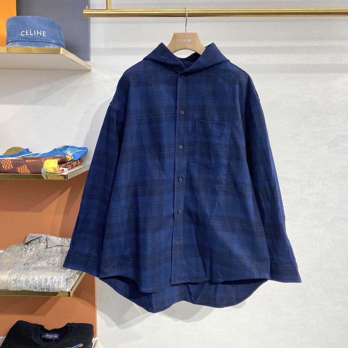 Balenciaga Checked Hooded Shirt  - DesignerGu