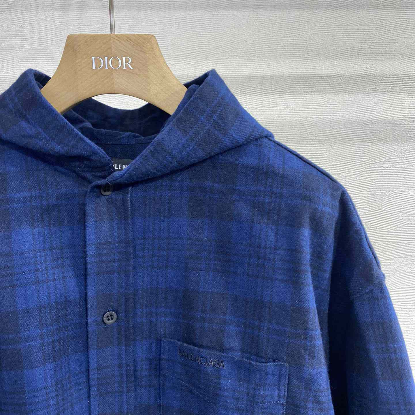 Balenciaga Checked Hooded Shirt  - DesignerGu