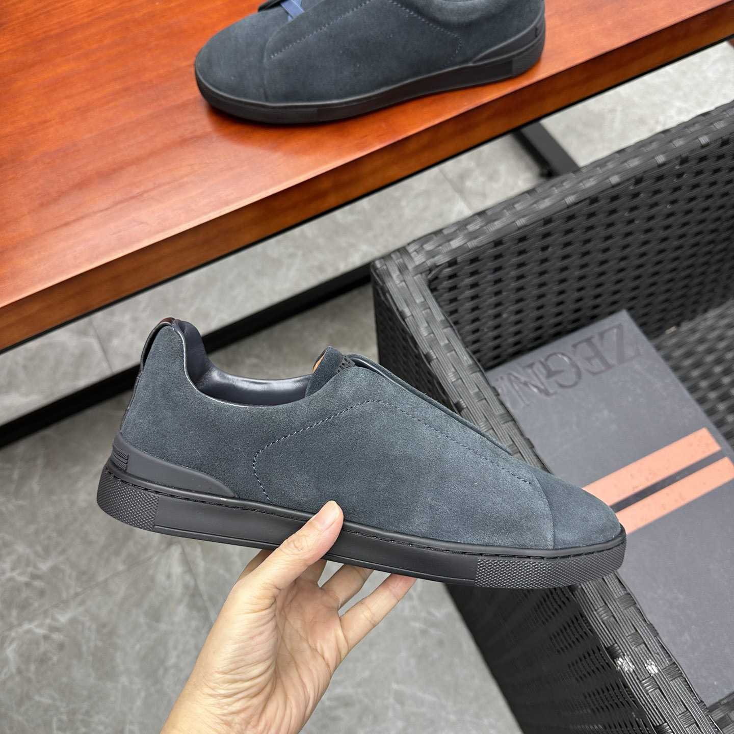 Zegna Suede Triple Stitch™ Sneakers - DesignerGu