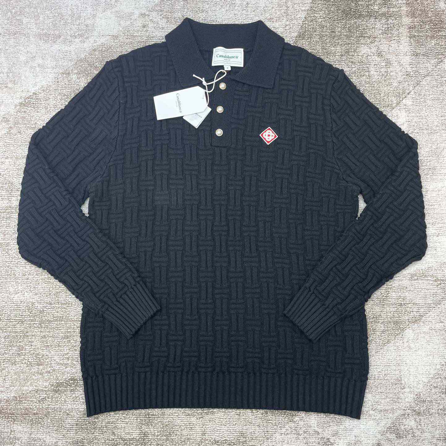 Casablanca Column Stitch Wool Knit Polo  D0065 - DesignerGu