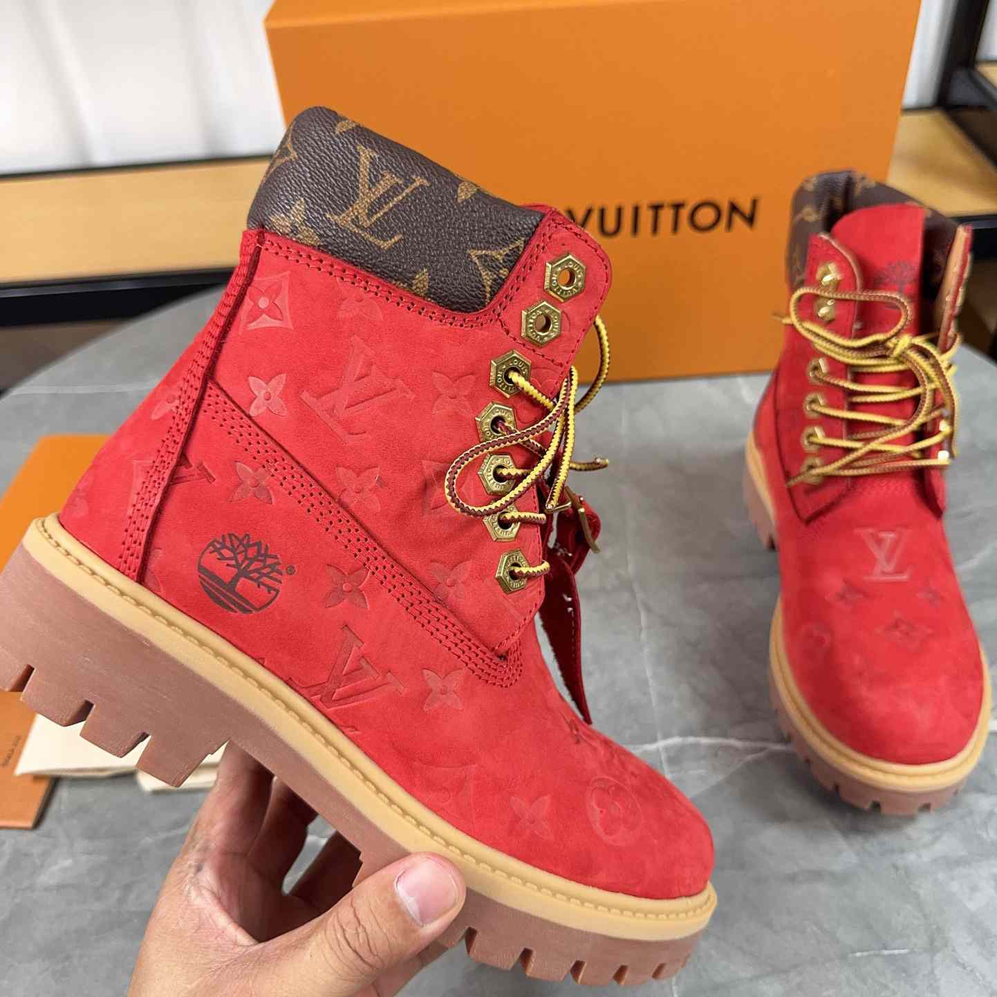 Louis Vuitton x Timberland Monogram Ankle Boot - DesignerGu