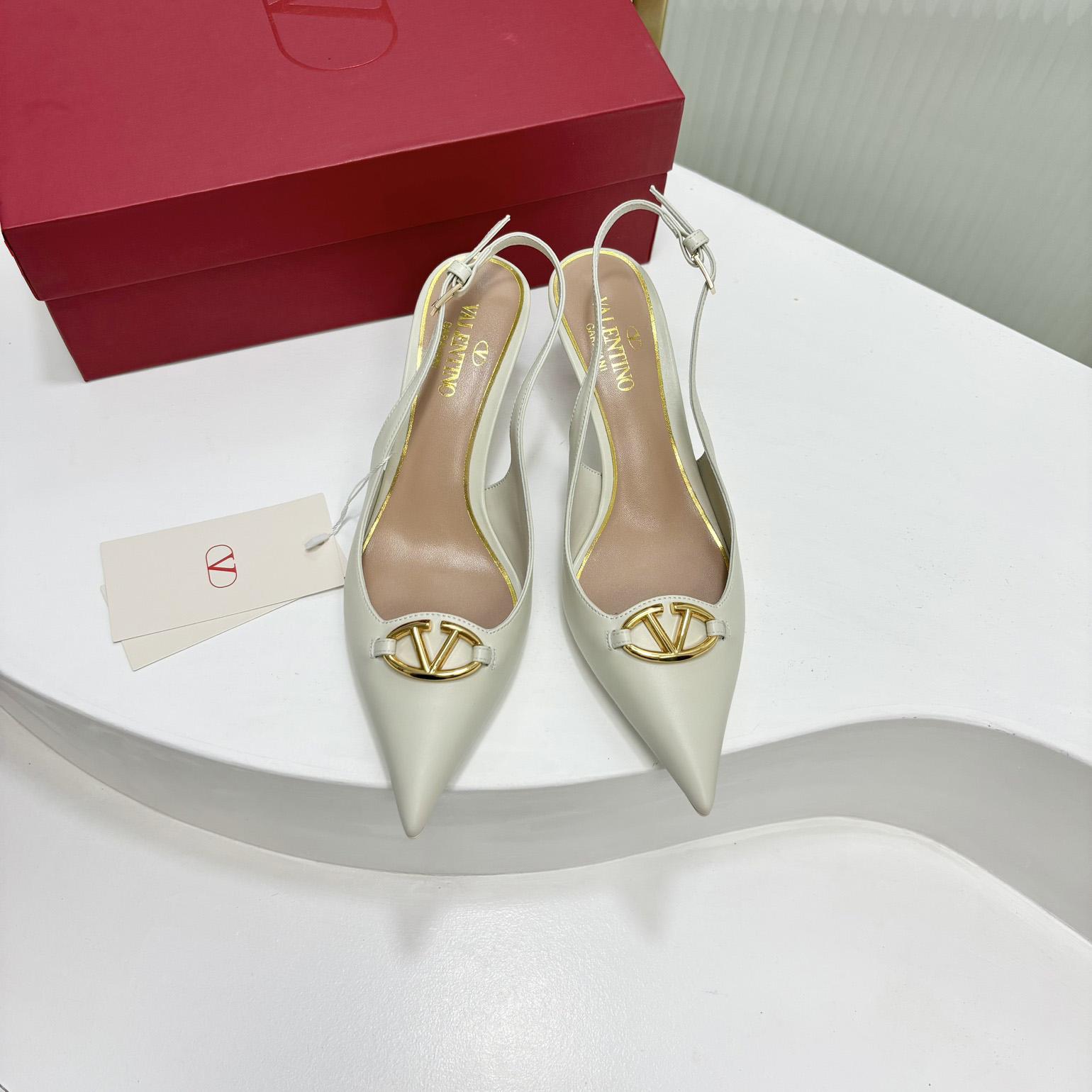 Valenti The Bold Edition VLogo Calfskin Slingback Pump   60mm - DesignerGu