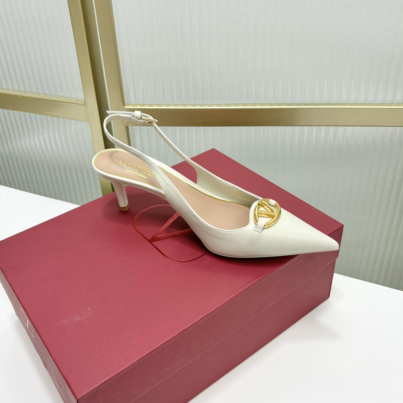 Valenti The Bold Edition VLogo Calfskin Slingback Pump   60mm - DesignerGu