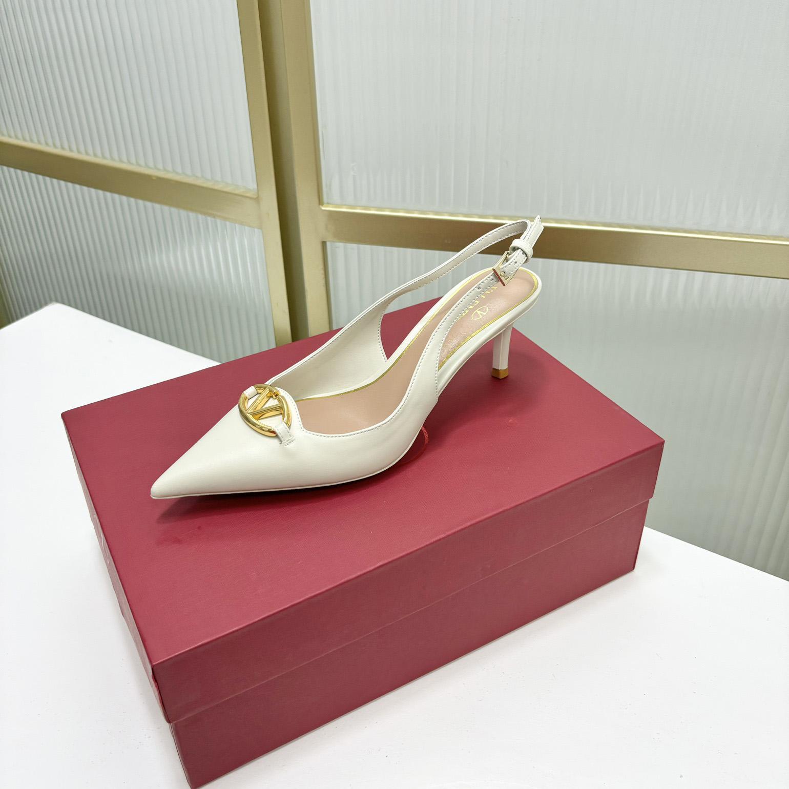 Valenti The Bold Edition VLogo Calfskin Slingback Pump   60mm - DesignerGu