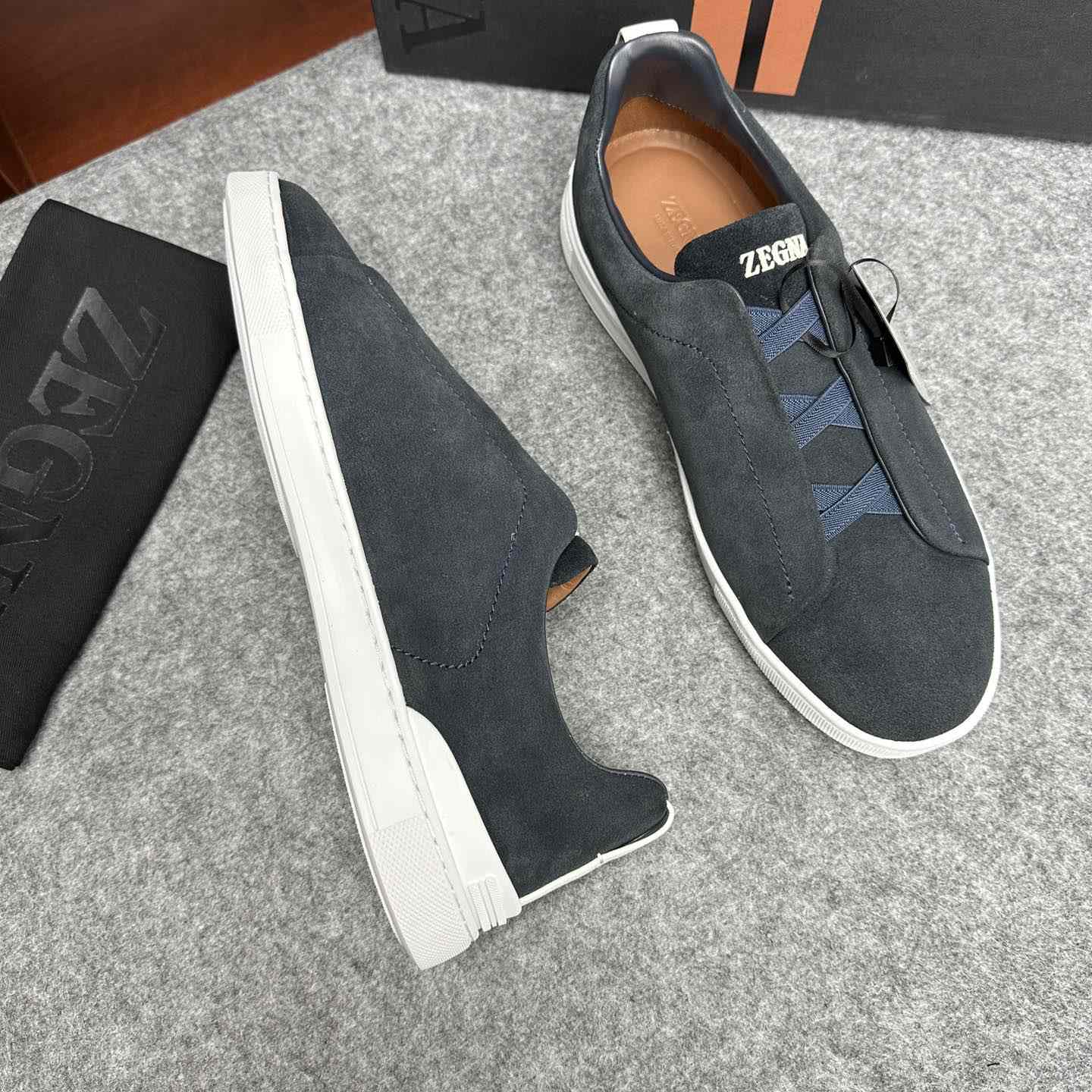 Zegna Suede Triple Stitch™ Sneakers - DesignerGu