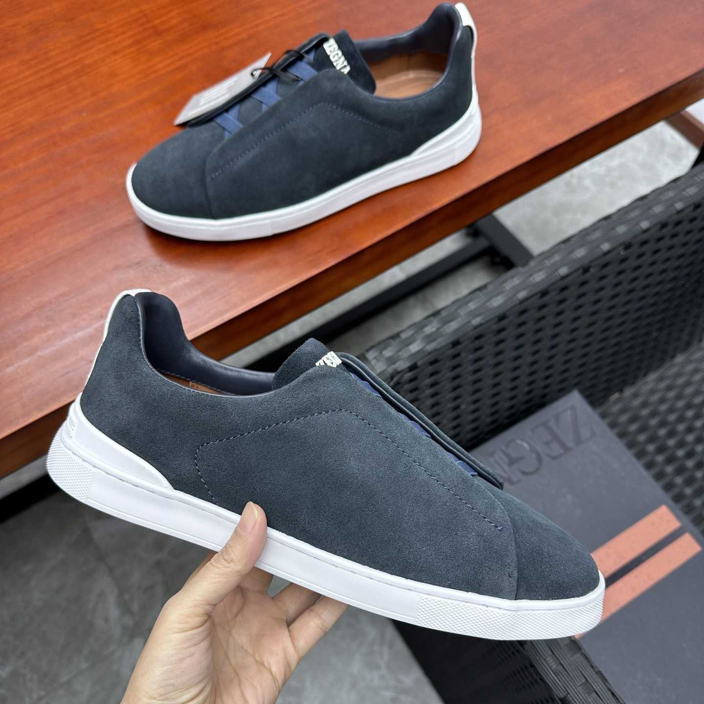 Zegna Suede Triple Stitch™ Sneakers - DesignerGu