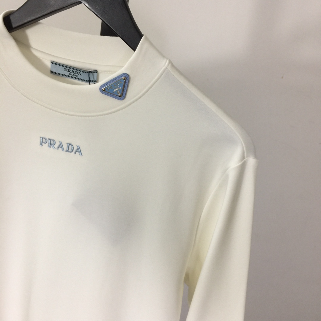 Prada Long-sleeved Cotton T-shirt - DesignerGu