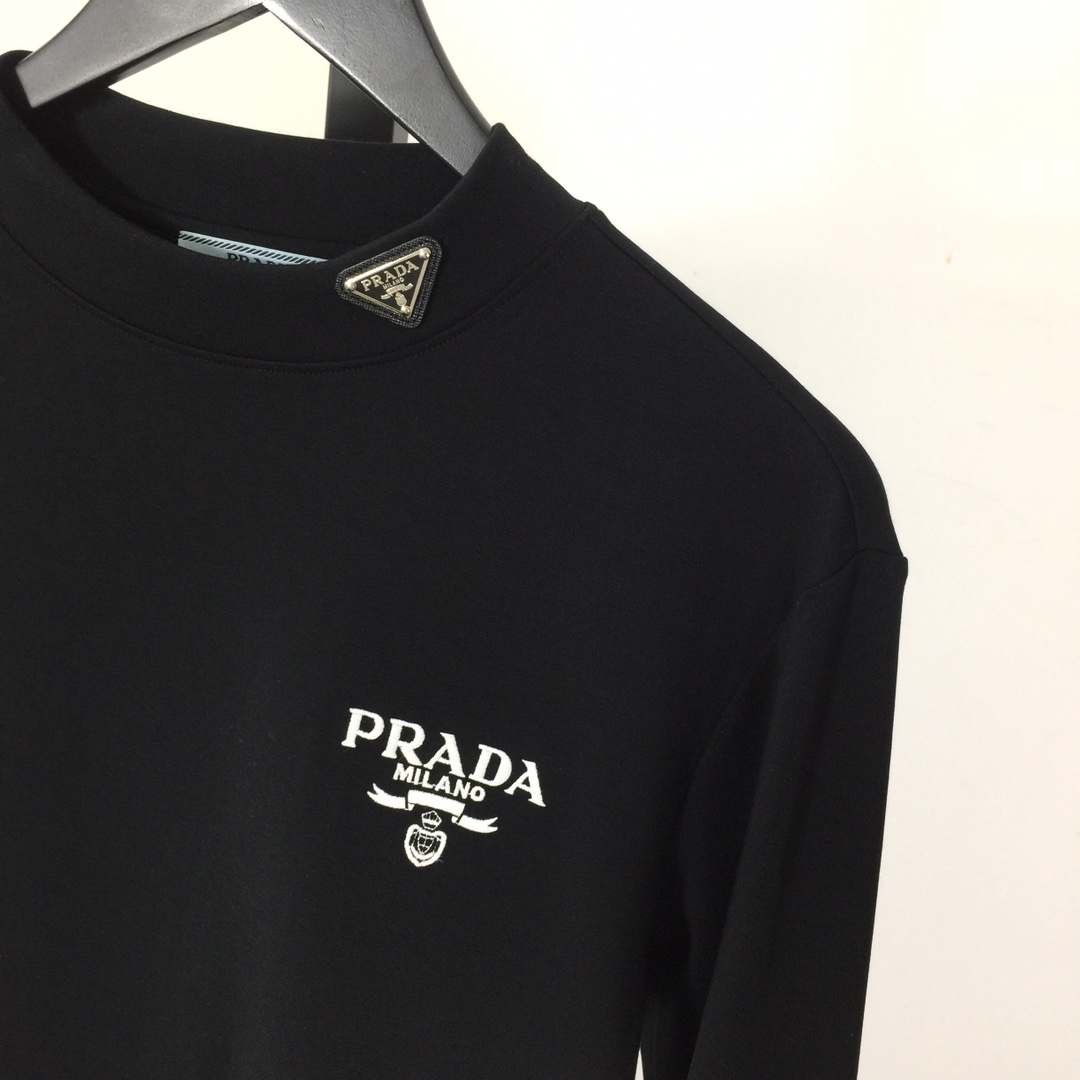 Prada Long-sleeved Cotton T-shirt - DesignerGu