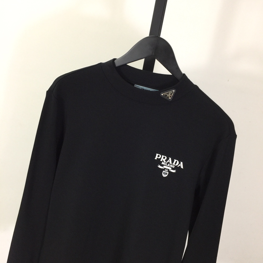 Prada Long-sleeved Cotton T-shirt - DesignerGu