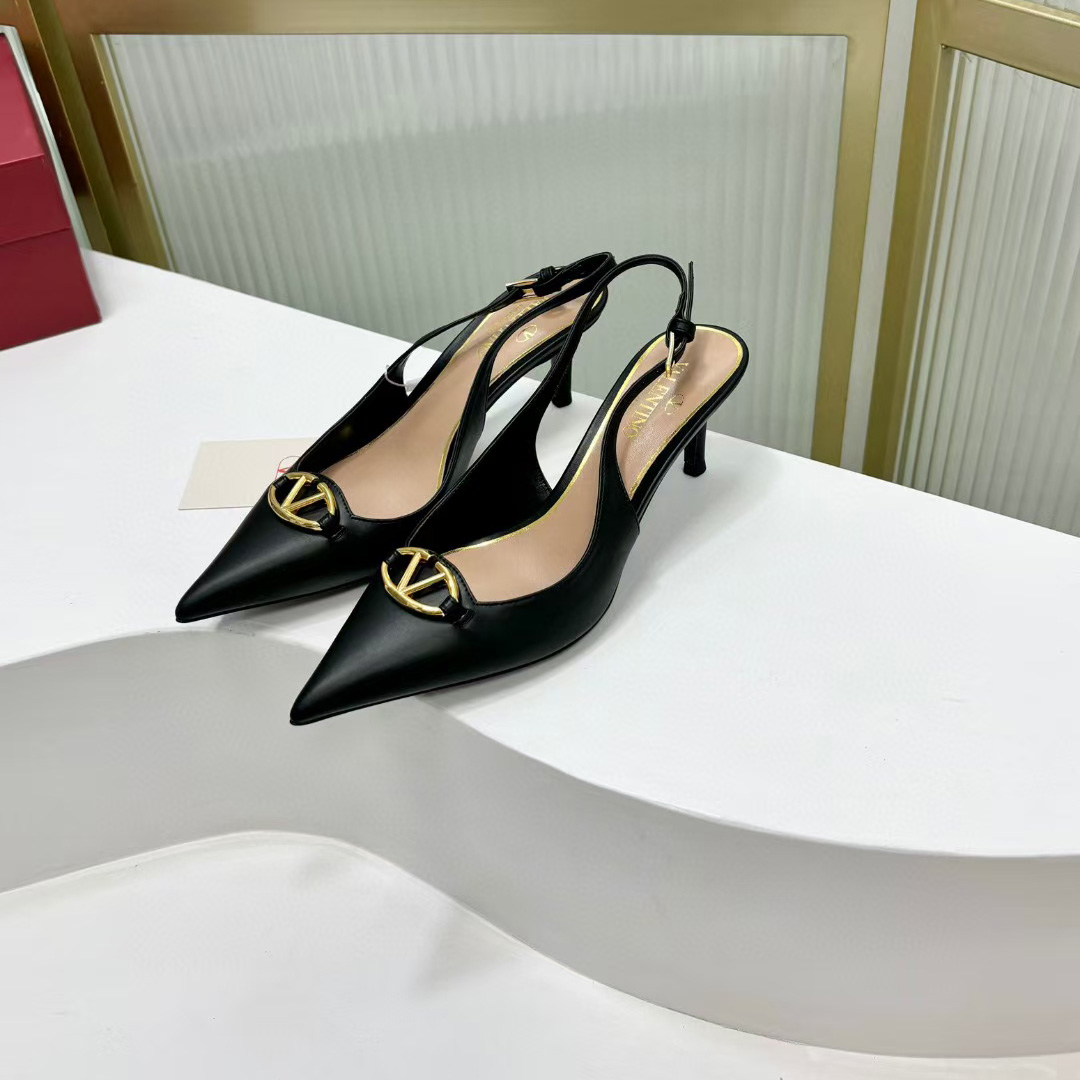 Valenti The Bold Edition VLogo Calfskin Slingback Pump   60mm - DesignerGu