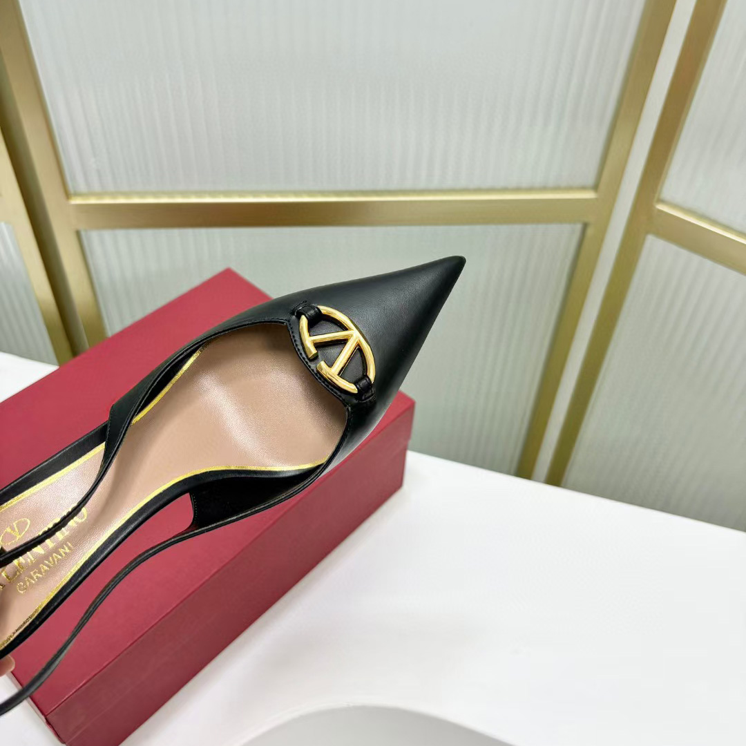 Valenti The Bold Edition VLogo Calfskin Slingback Pump   60mm - DesignerGu