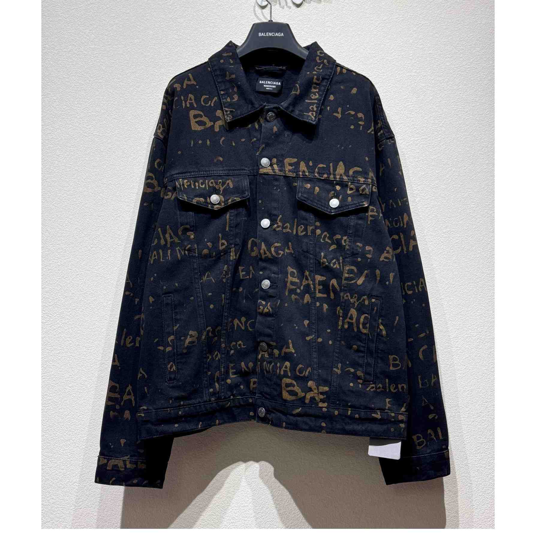 Balenciaga Bleachy Allover Denim Jacket - DesignerGu