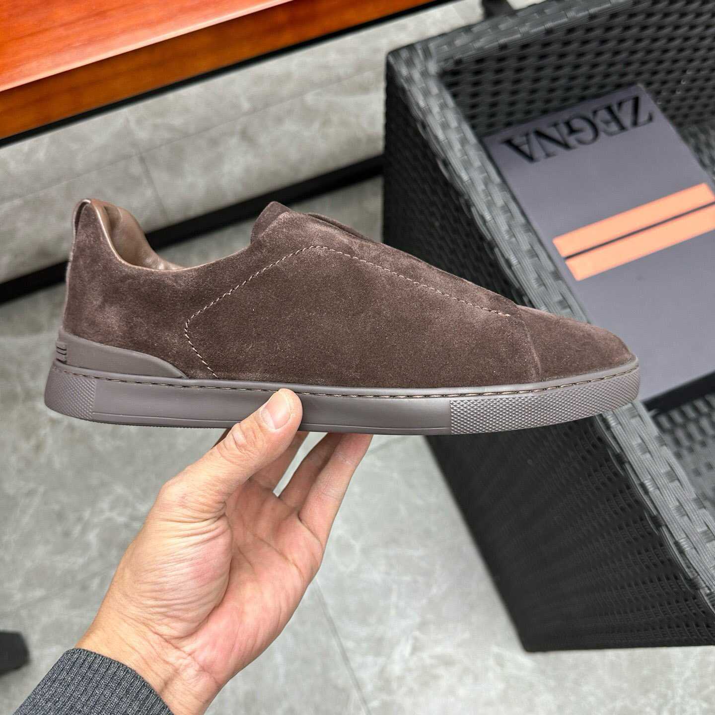 Zegna Suede Triple Stitch™ Sneakers - DesignerGu