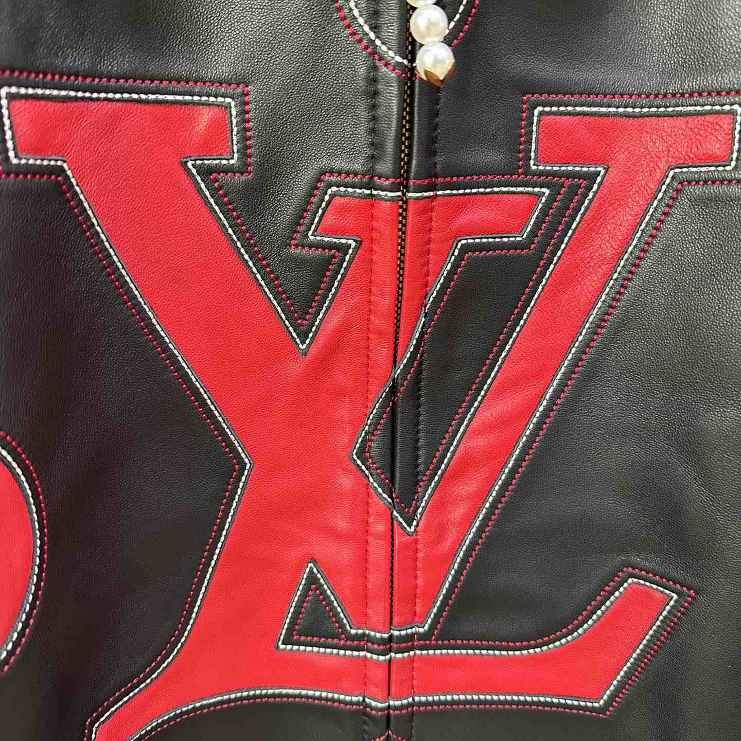 Louis Vuitton Embroidered Leather Bomber Jacket   - DesignerGu