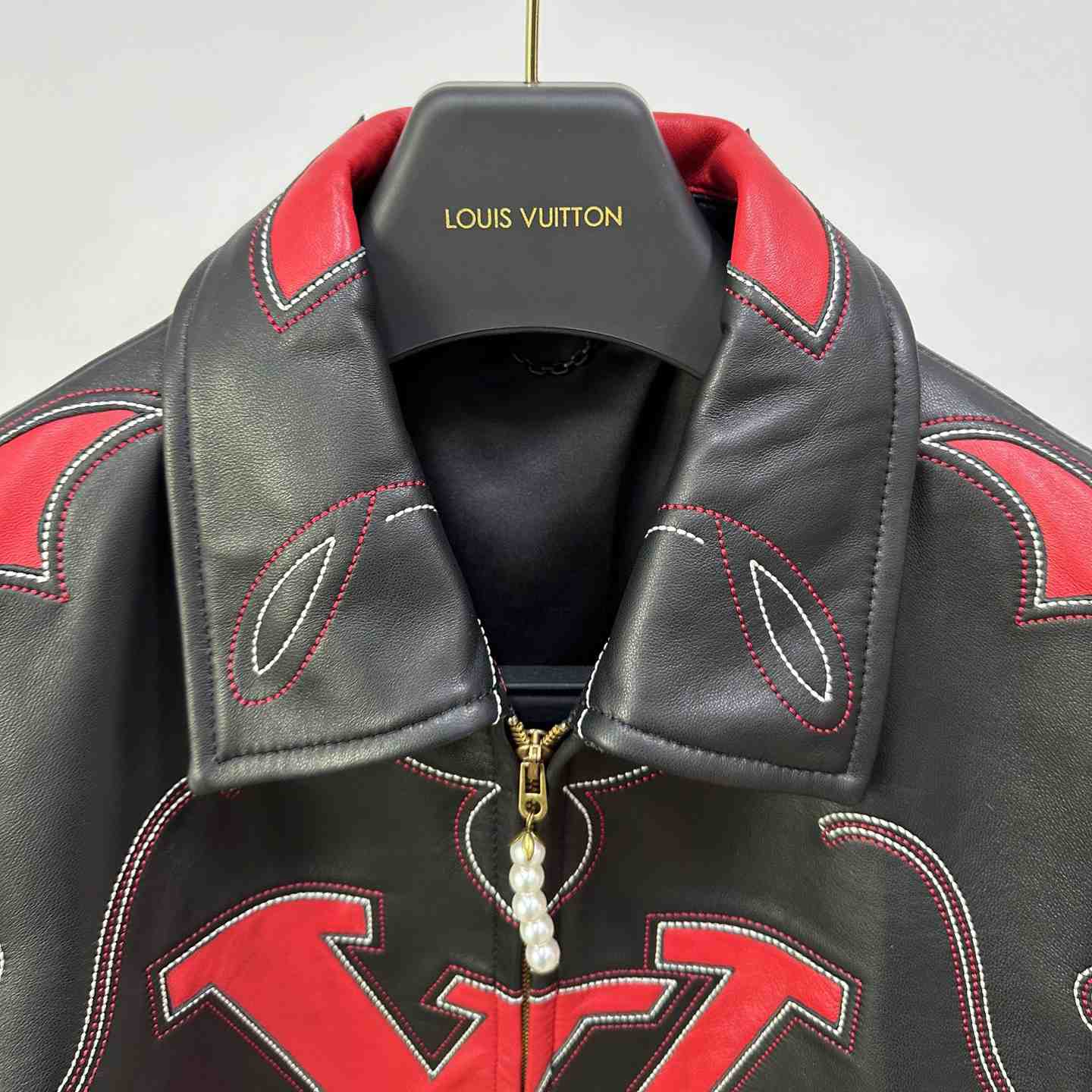 Louis Vuitton Embroidered Leather Bomber Jacket   - DesignerGu