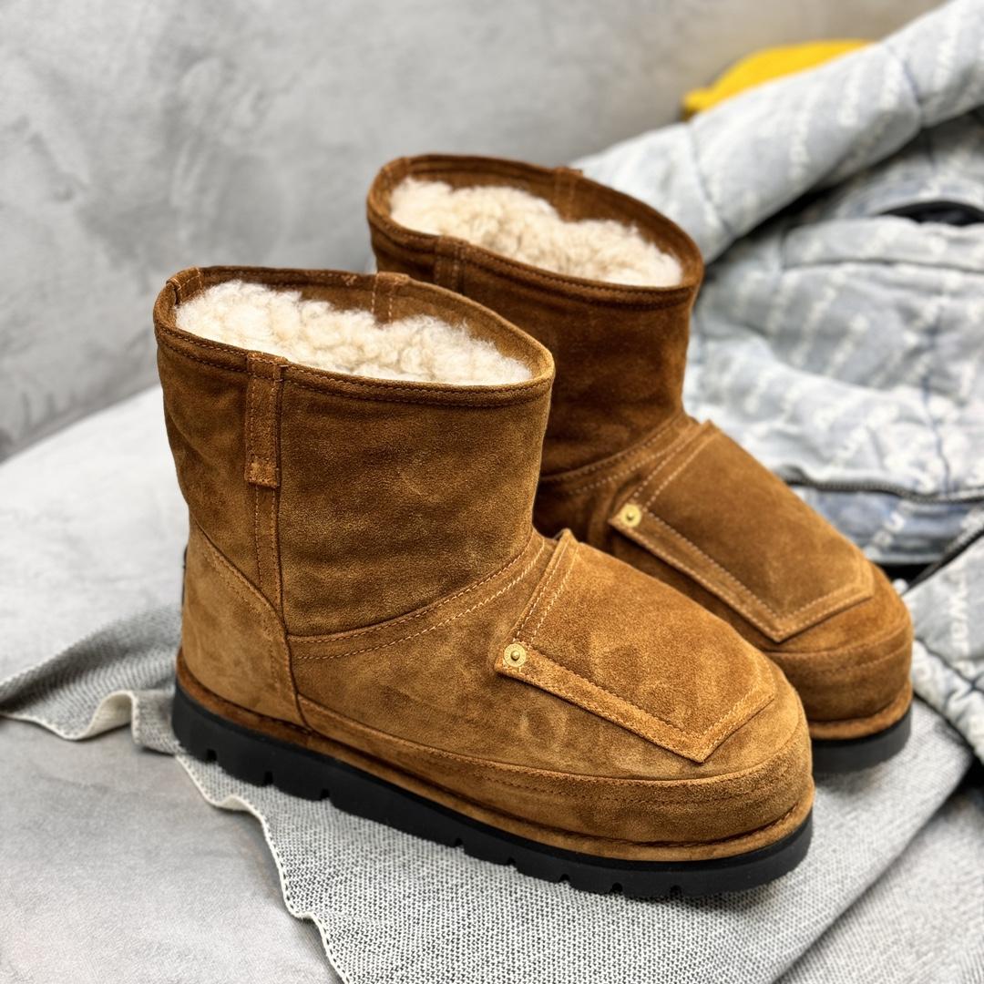 Acne Studios Tobacco Brown Shearling Leather Boots - DesignerGu