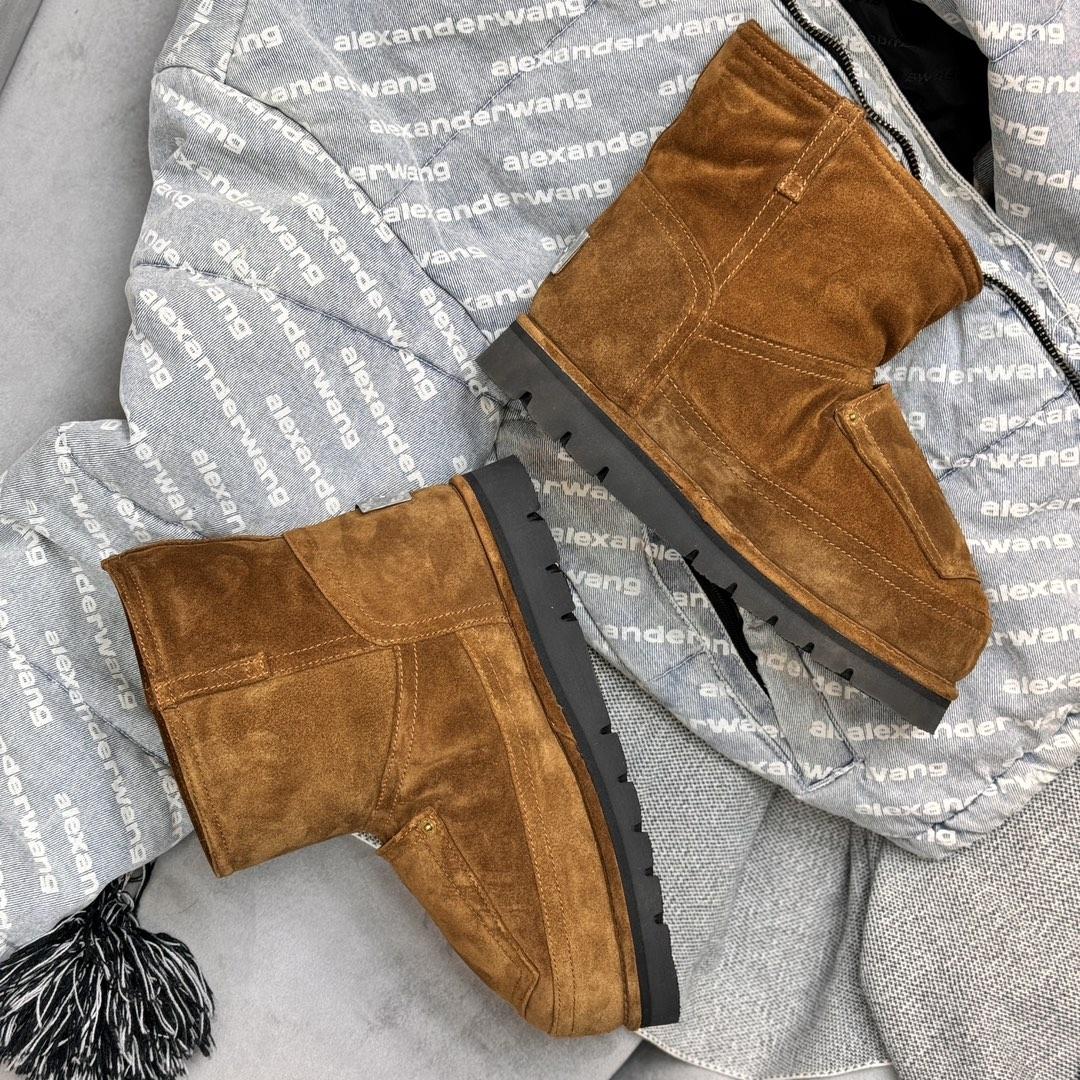 Acne Studios Tobacco Brown Shearling Leather Boots - DesignerGu