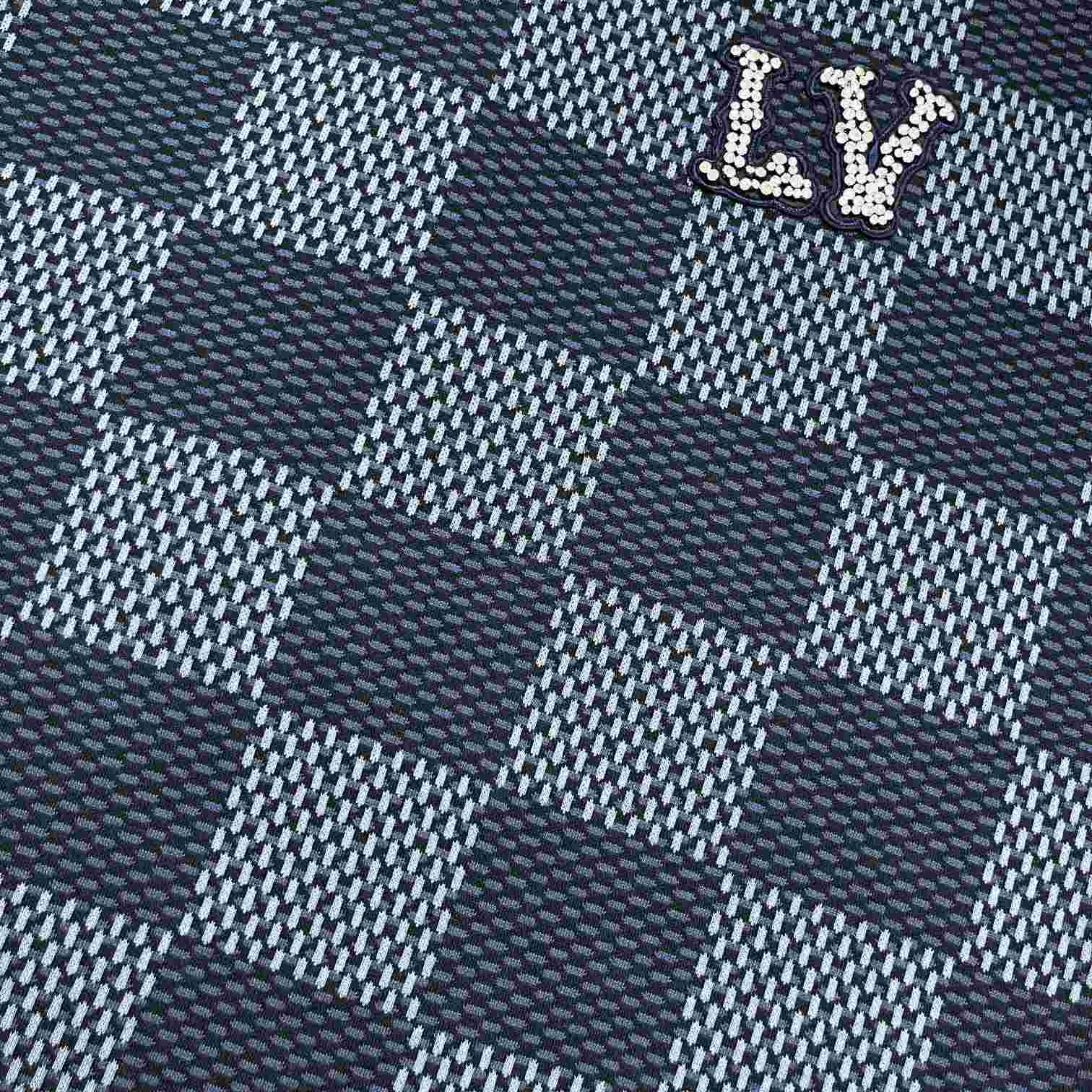 Louis Vuitton Damier Short-Sleeved Crewneck With LV Crystal Patch   1AGHTI - DesignerGu