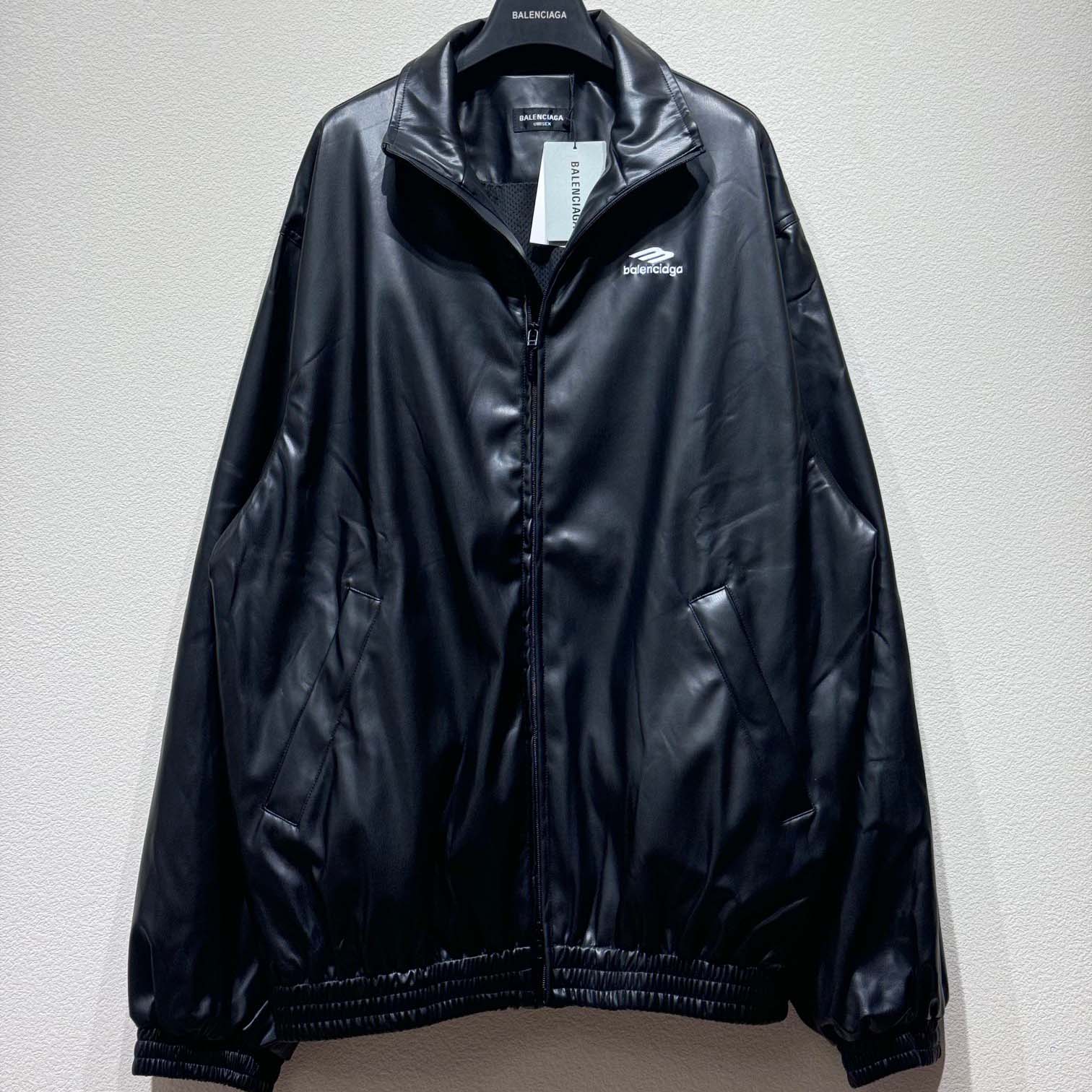 Balenciaga 3B Logo Oversize Leather Track Jacket - DesignerGu