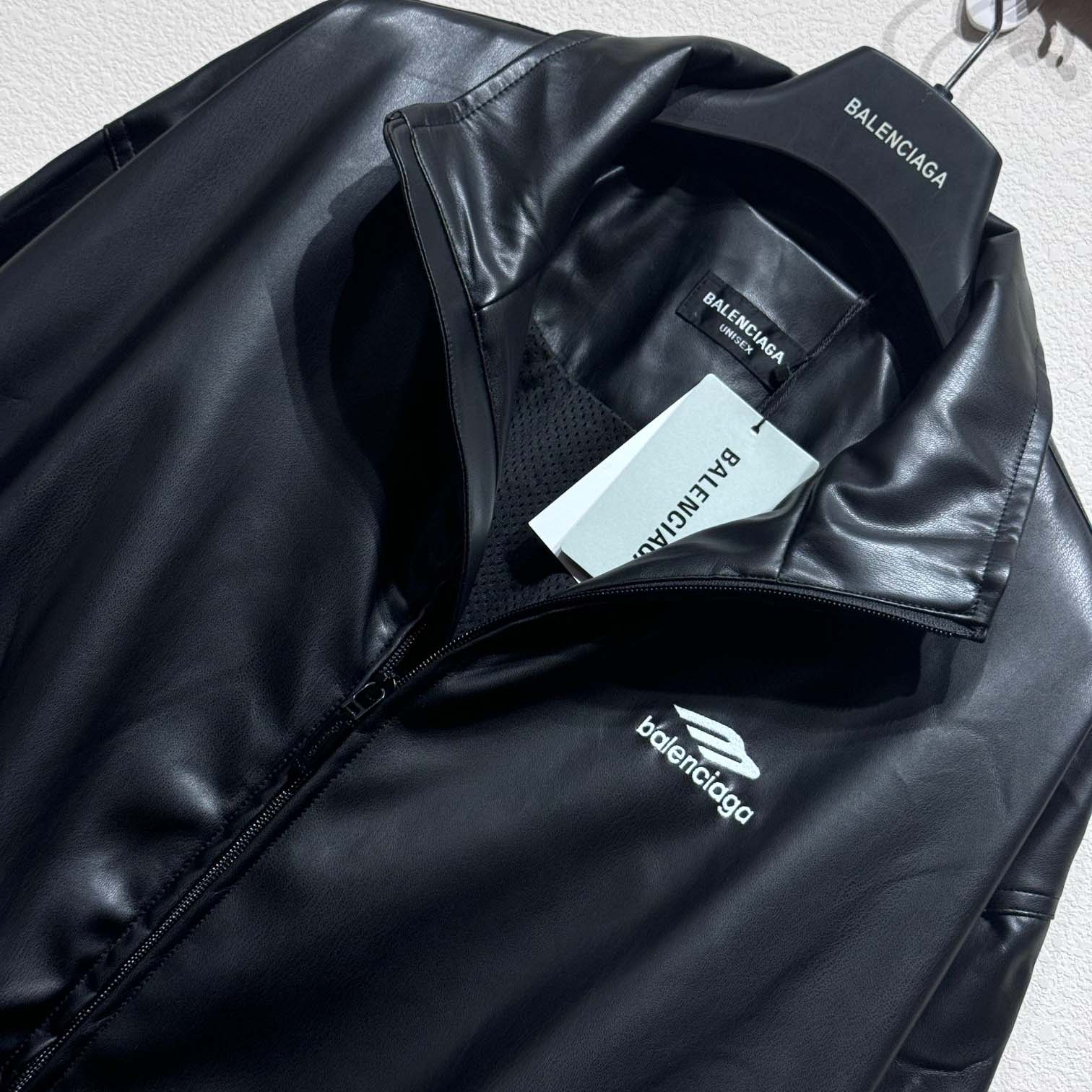 Balenciaga 3B Logo Oversize Leather Track Jacket - DesignerGu