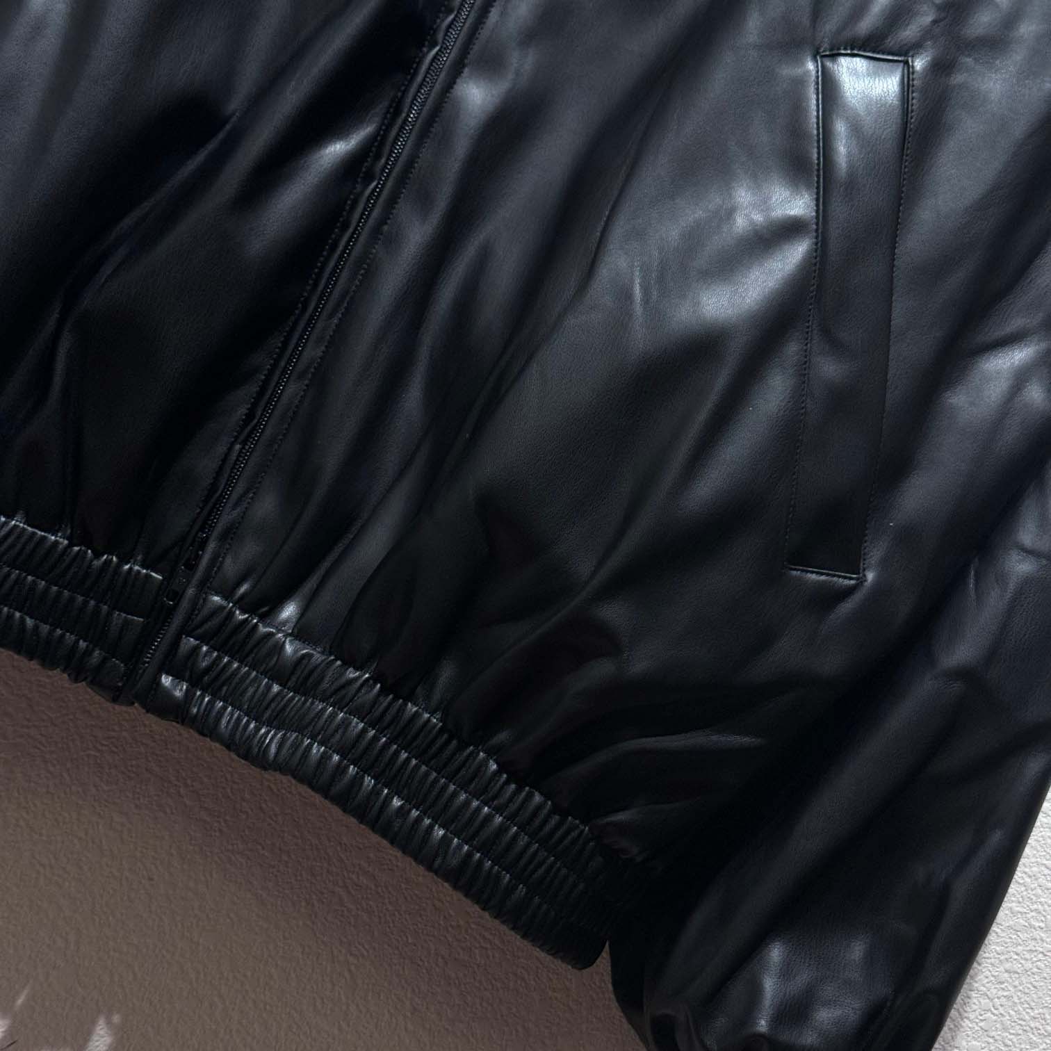 Balenciaga 3B Logo Oversize Leather Track Jacket - DesignerGu